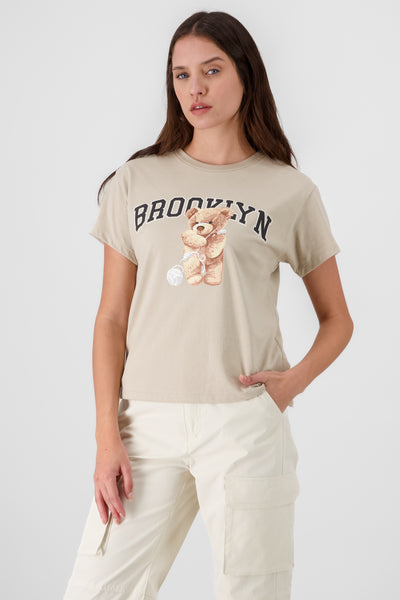 Brooklyn Teddy Bear Printed TShirt TOMATO RED