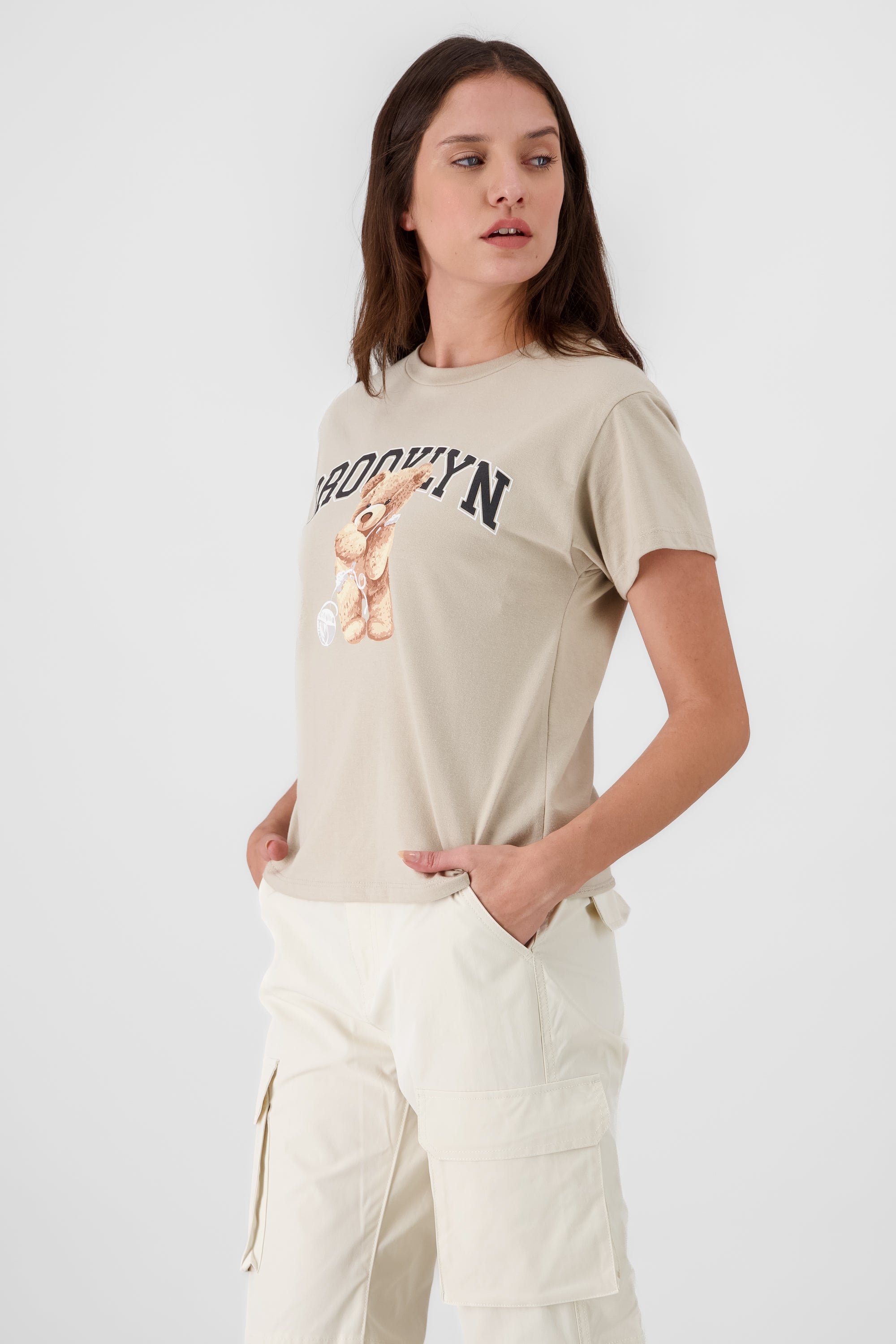 Brooklyn Teddy Bear Printed TShirt GREY