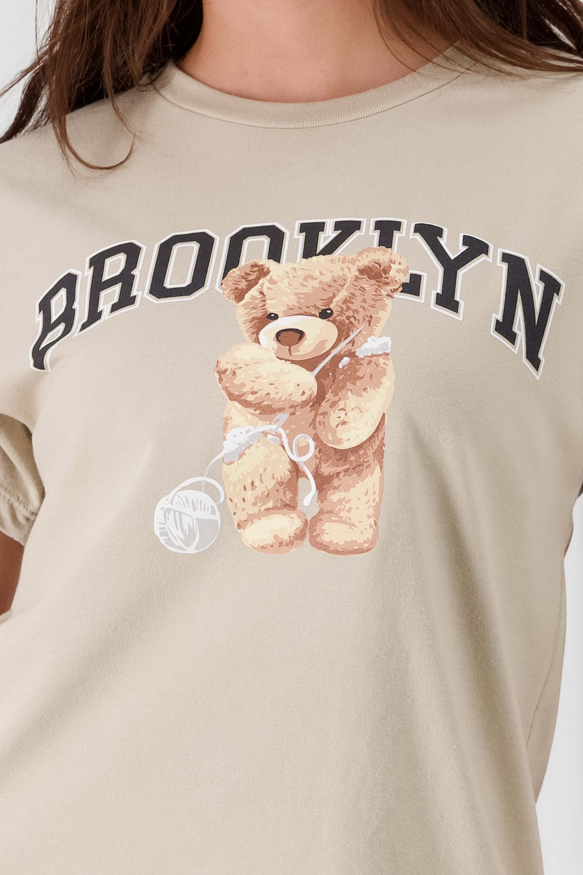 Brooklyn Teddy Bear Printed TShirt GREY