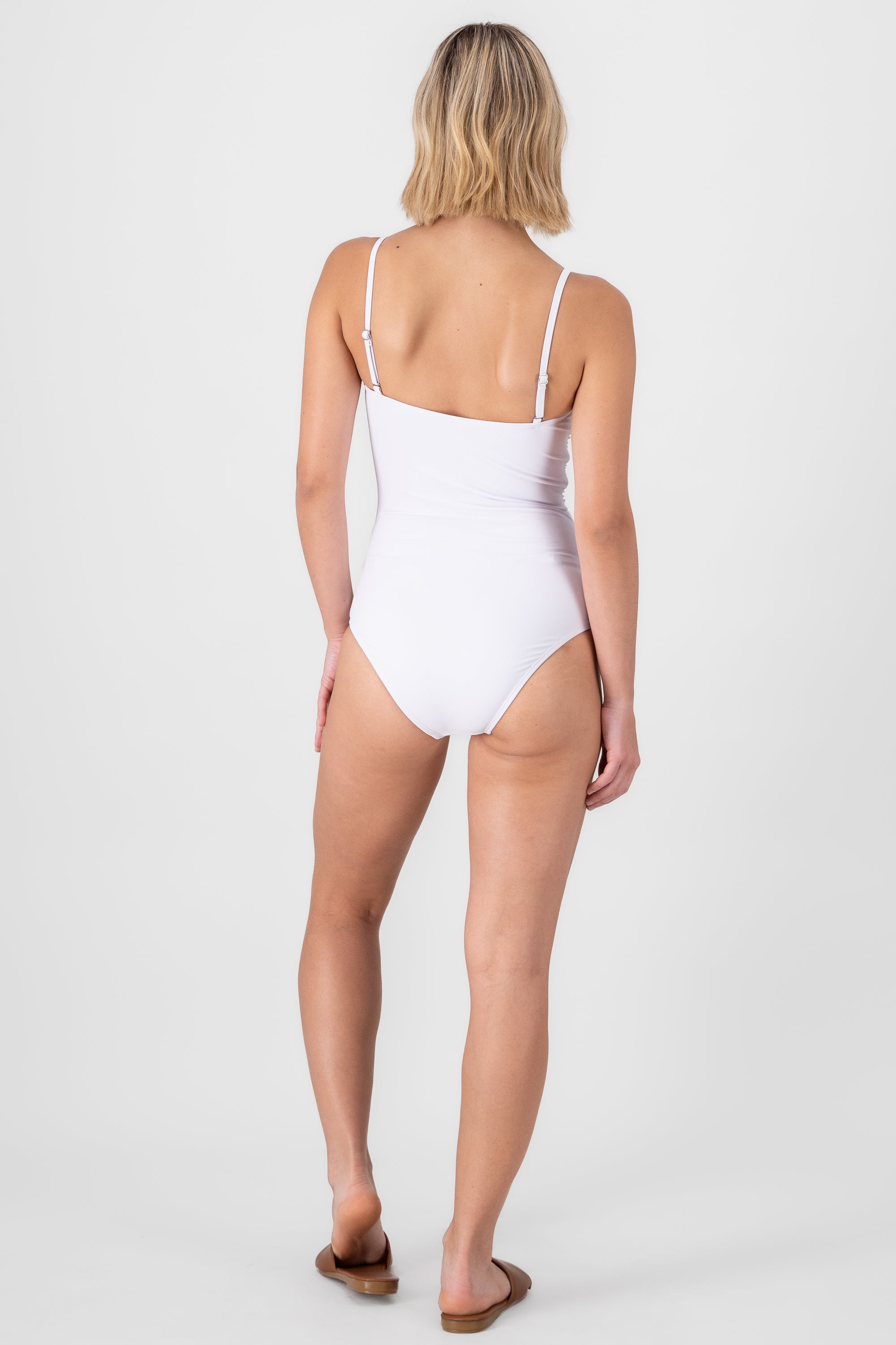 One Piece Ruched Swimsuit WHITE