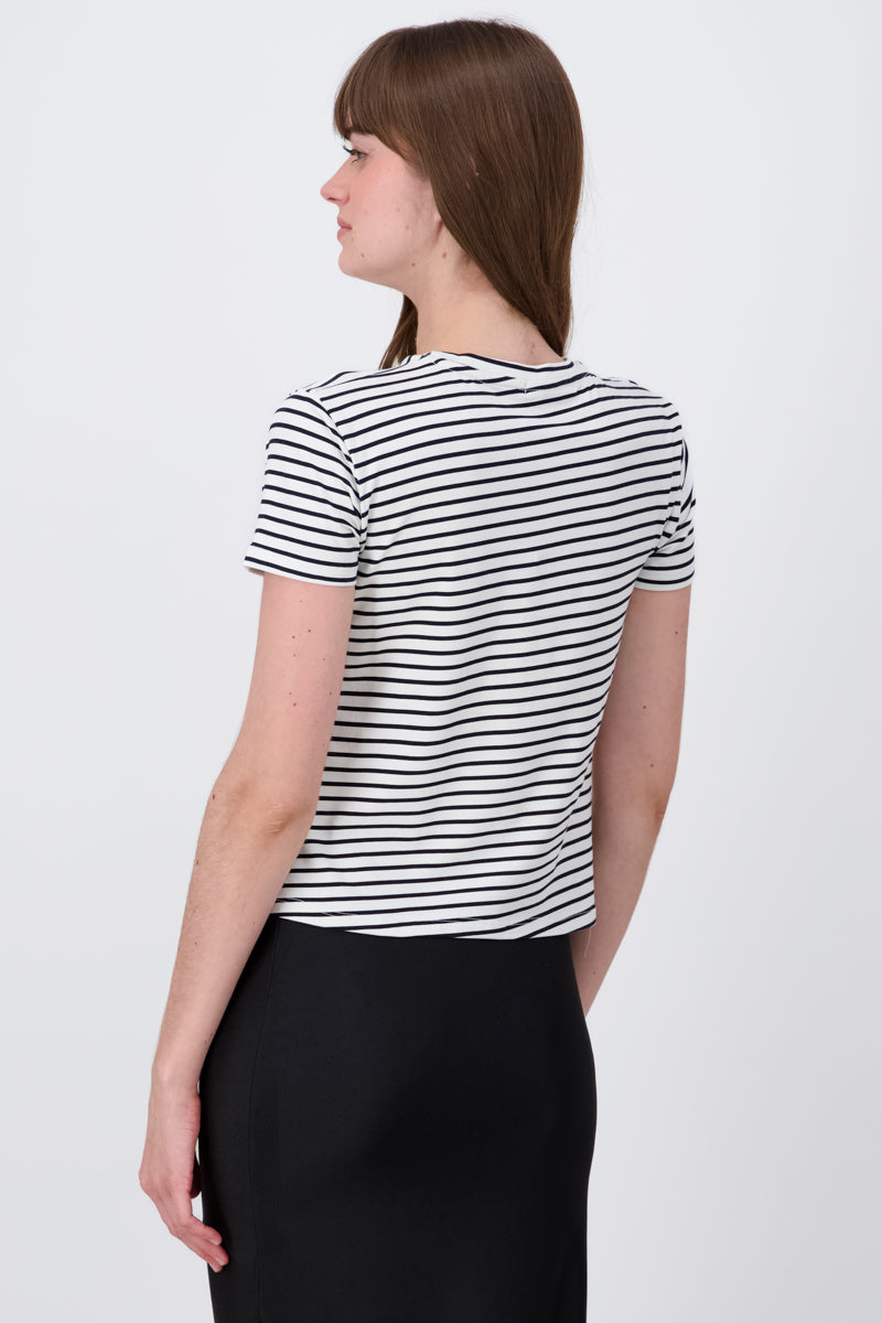 SlimFit Striped Short Sleeve Top WHITE COMBO