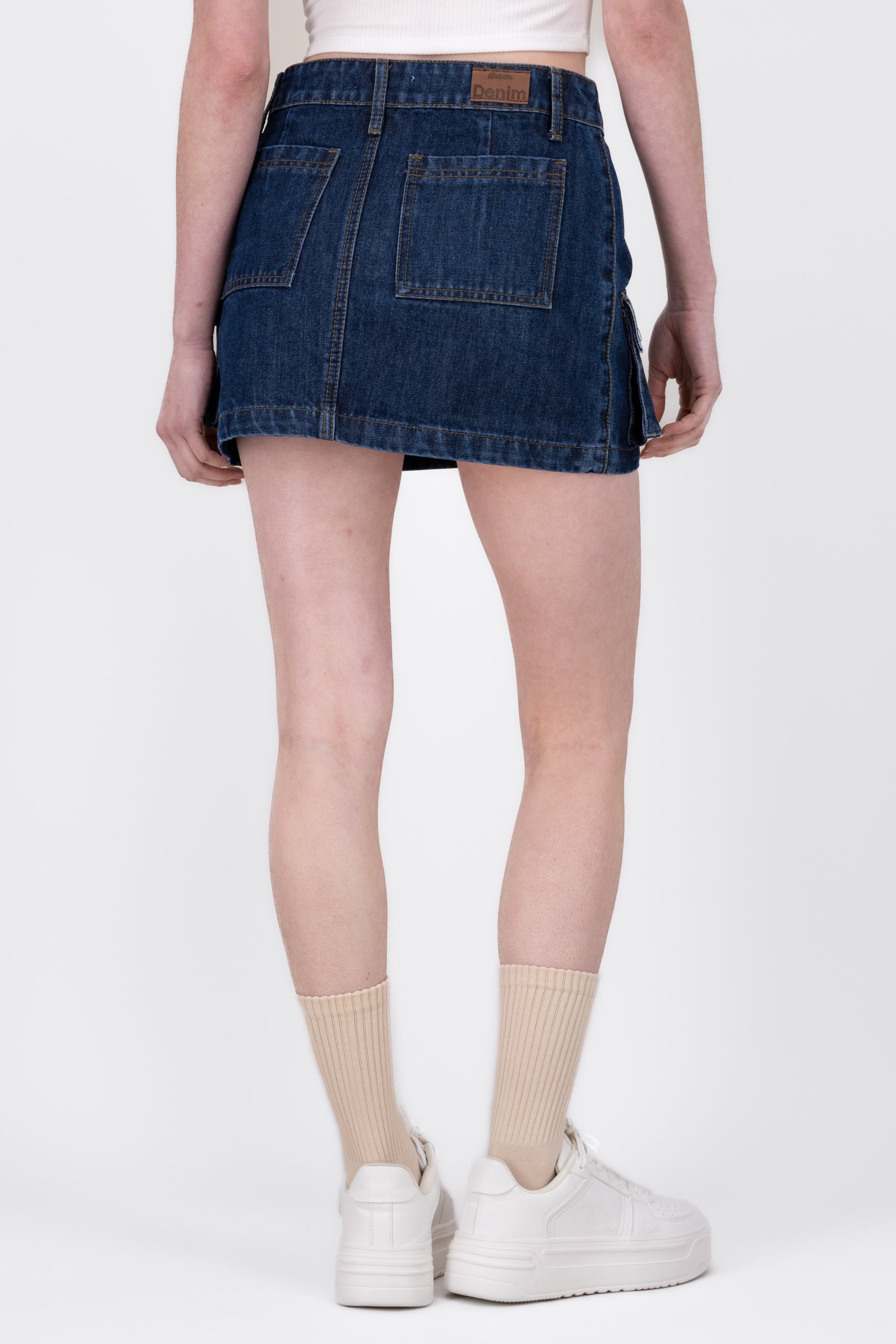 Dark Denim Utility Mini Skirt LIGHT ACID WASH