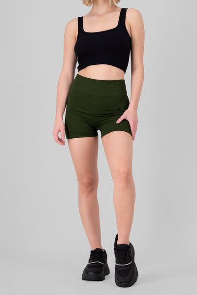 Basic Seamless Ribbed Biker Shorts BLACK