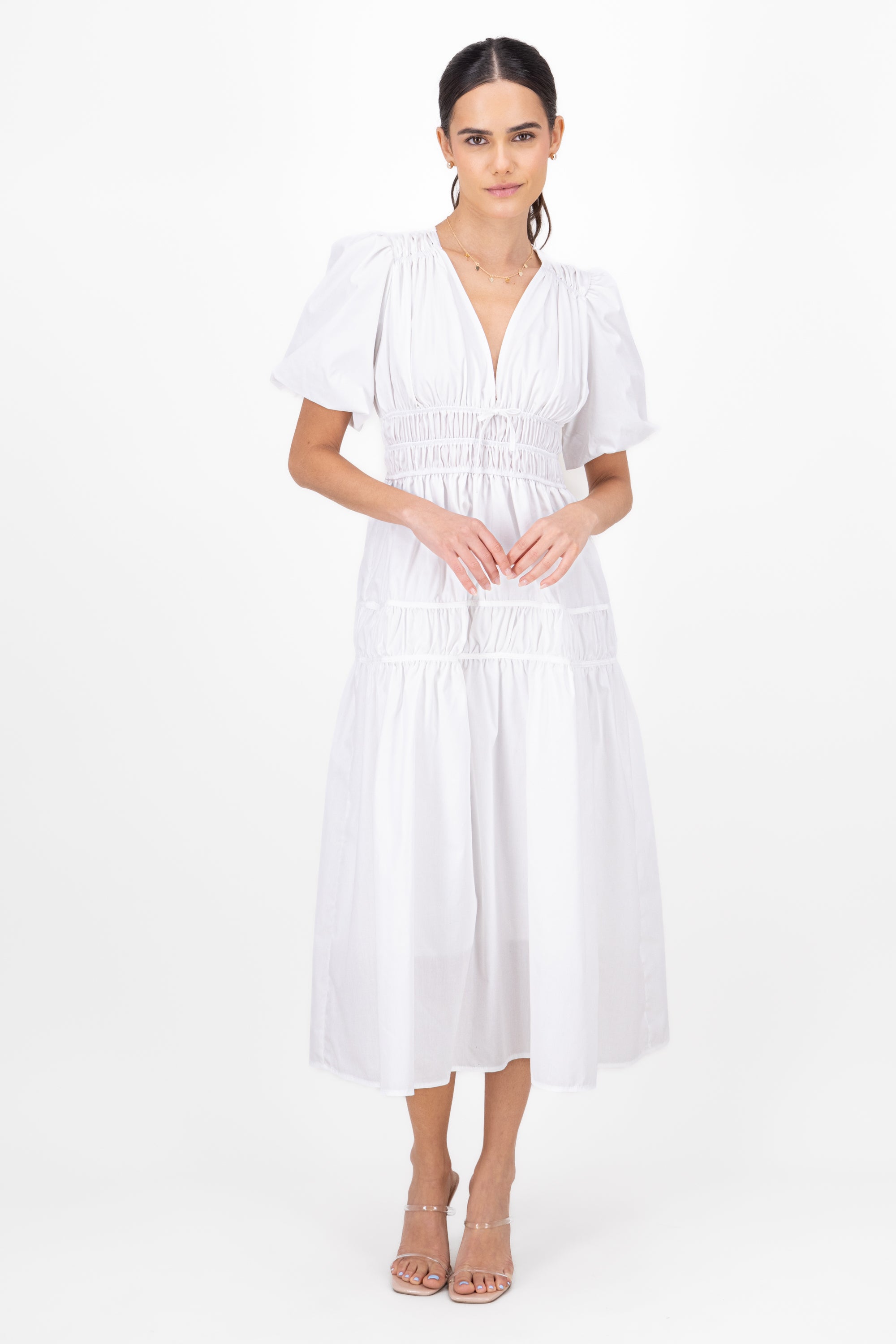 Textured Chic Maxi Day Dress WHITE