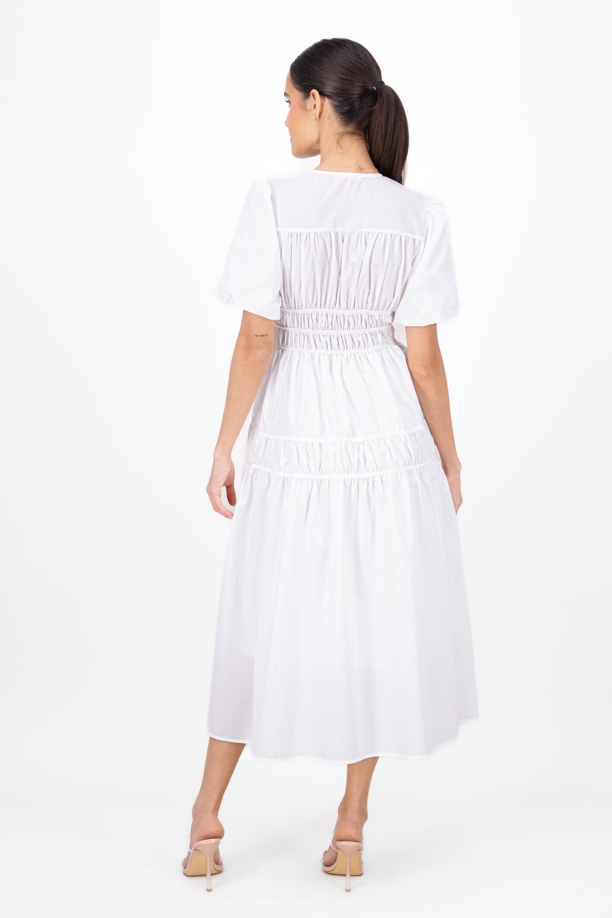 Textured Chic Maxi Day Dress WHITE