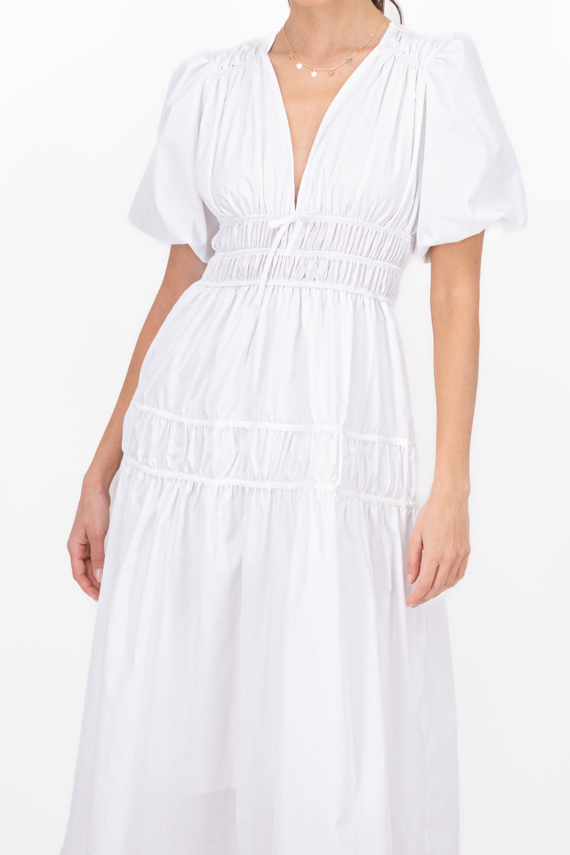 Textured Chic Maxi Day Dress WHITE