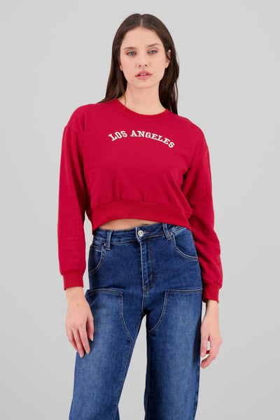 Los Angeles Graphic Cropped Sweater MAUVE