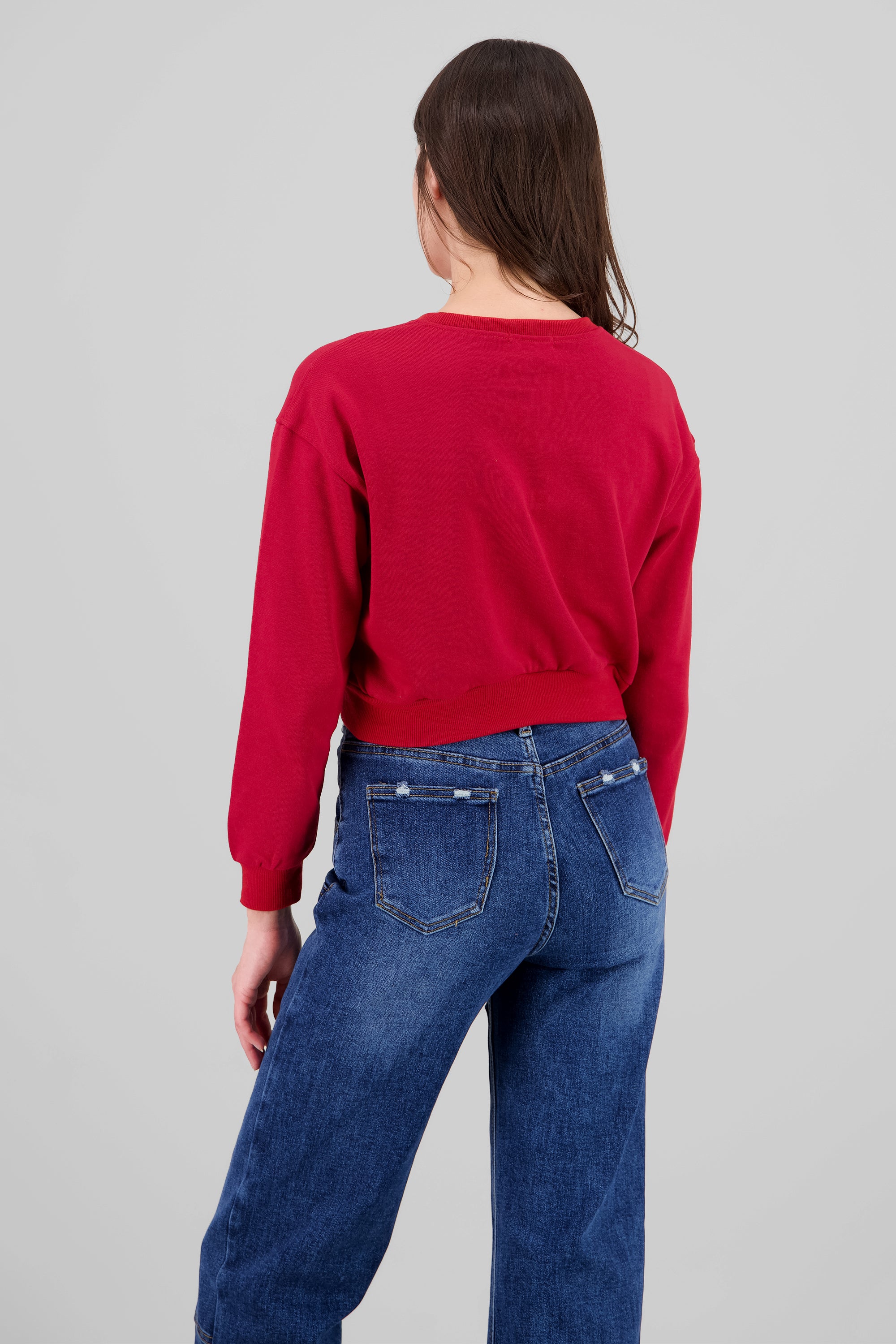 Los Angeles Graphic Cropped Sweater RED