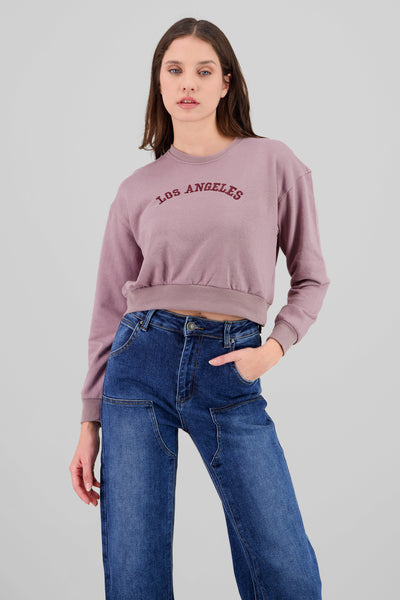 Los Angeles Graphic Cropped Sweater MAUVE