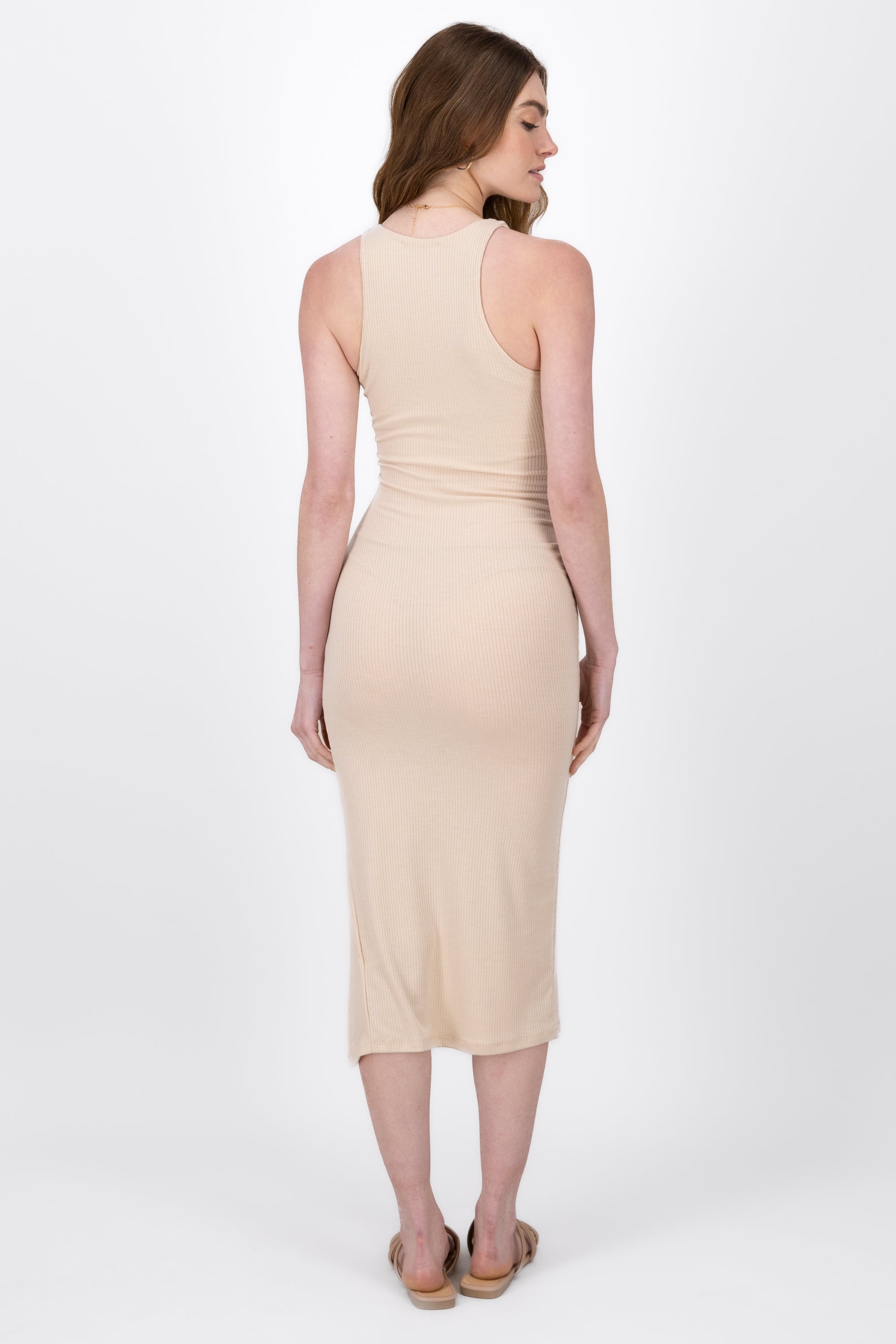 Bodycon Side Slit Dress CREAM