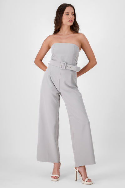 Plain Jumpsuit With Belt RED