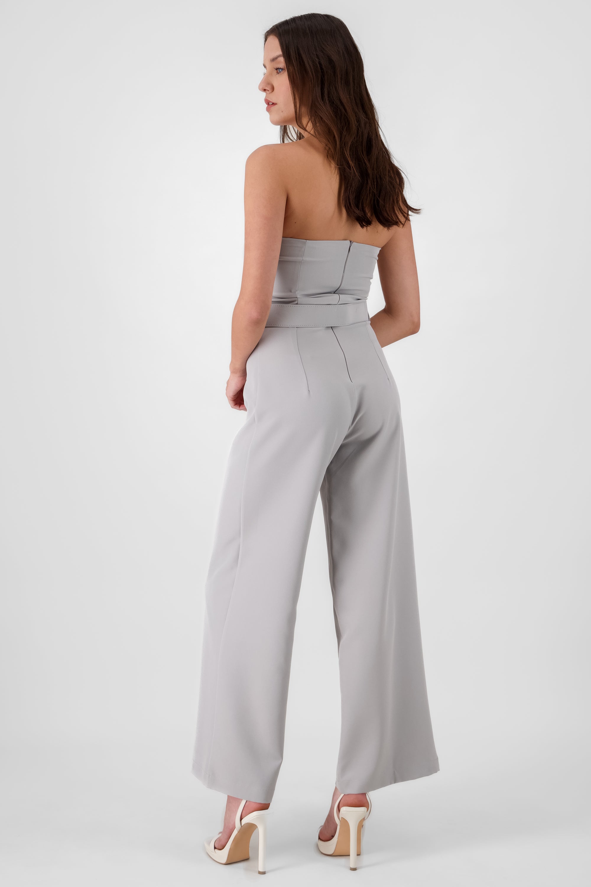 Plain Jumpsuit With Belt GRAY