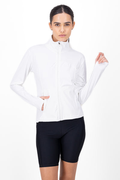 Sport Zip Up Workout Jacket WHITE