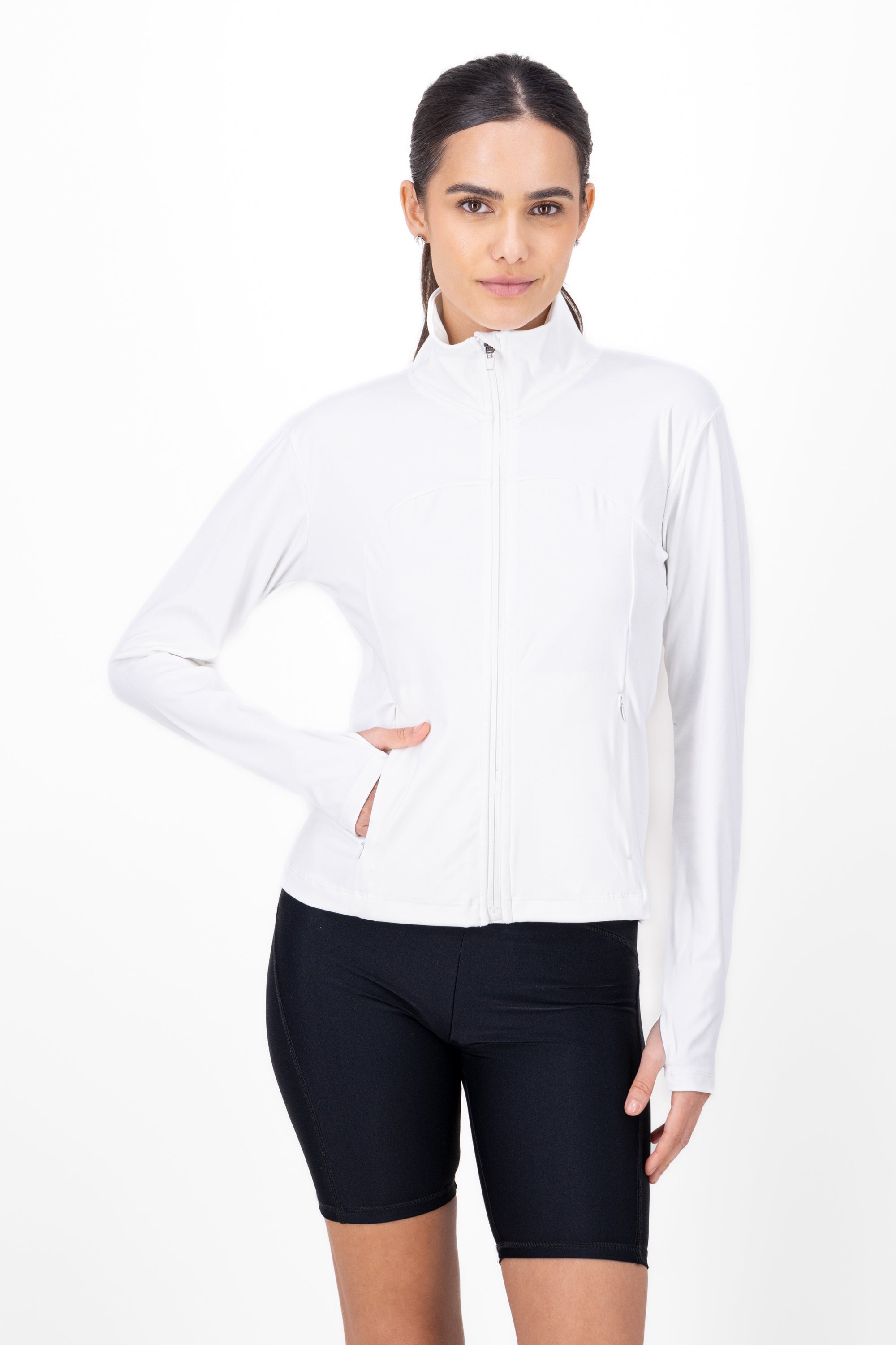 Sport Zip Up Workout Jacket WHITE