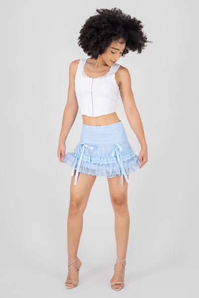 Dreamy Bow Crochet Mini Skirt SKY BLUE