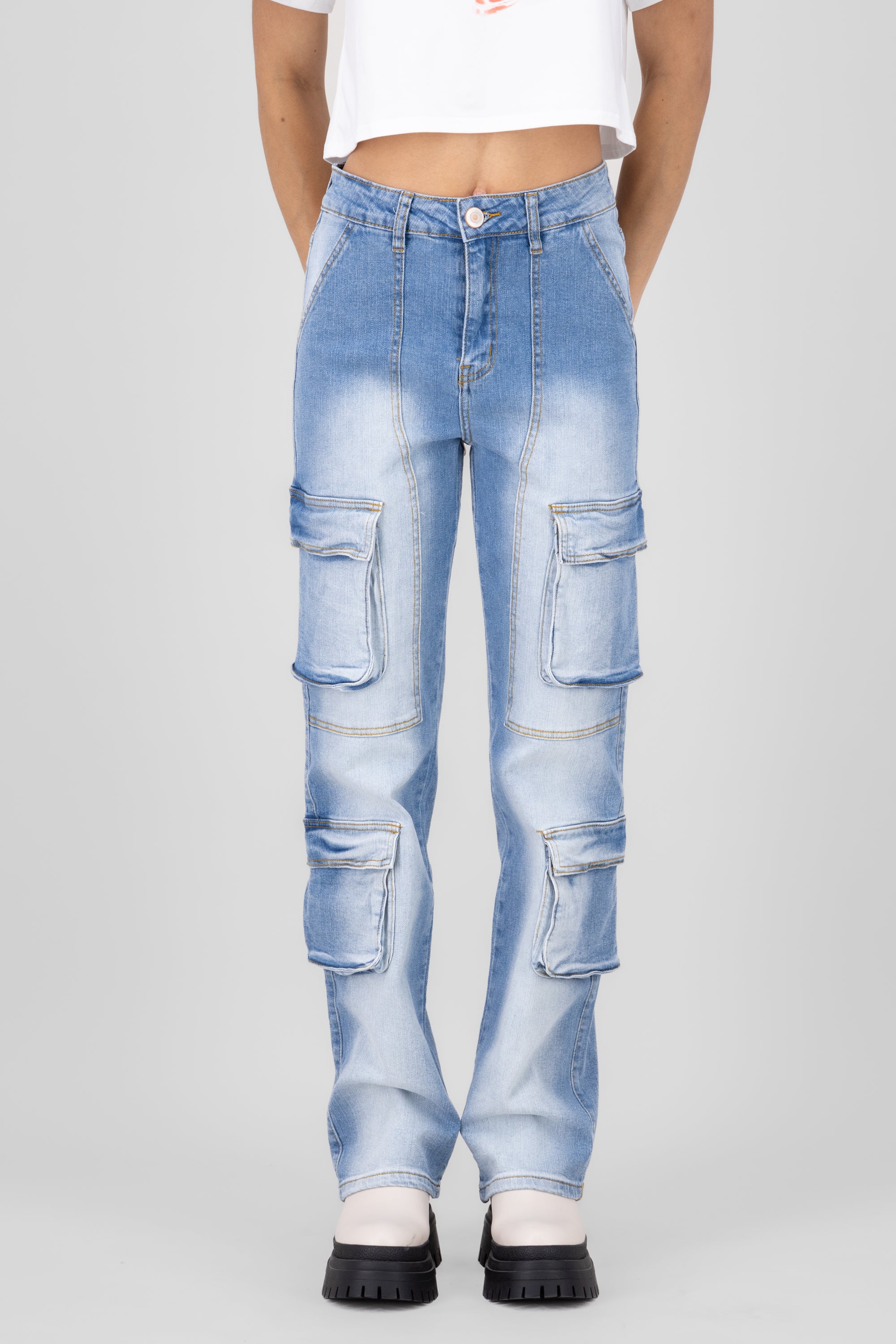 Cargo Wide Leg Jeans LIGHT WASH