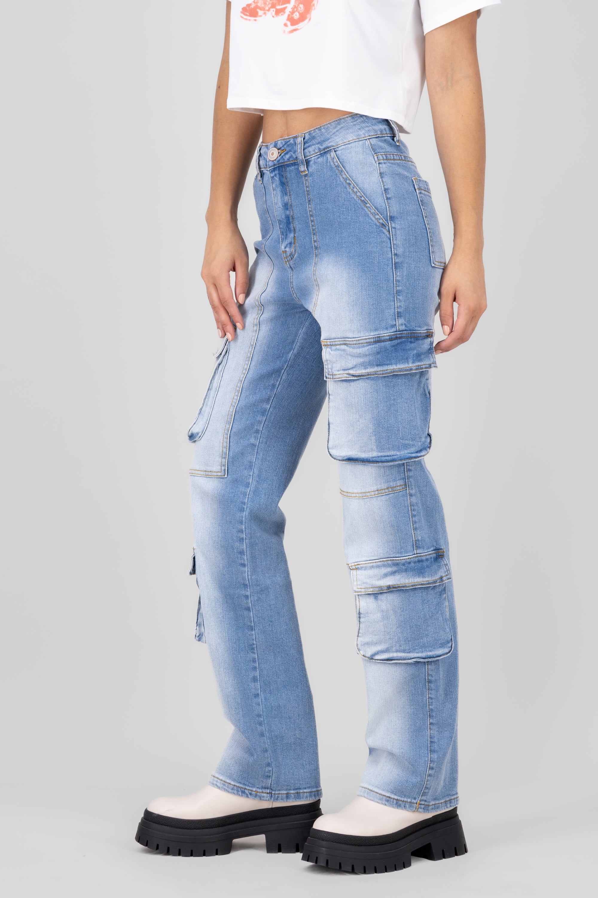 Cargo Wide Leg Jeans LIGHT WASH