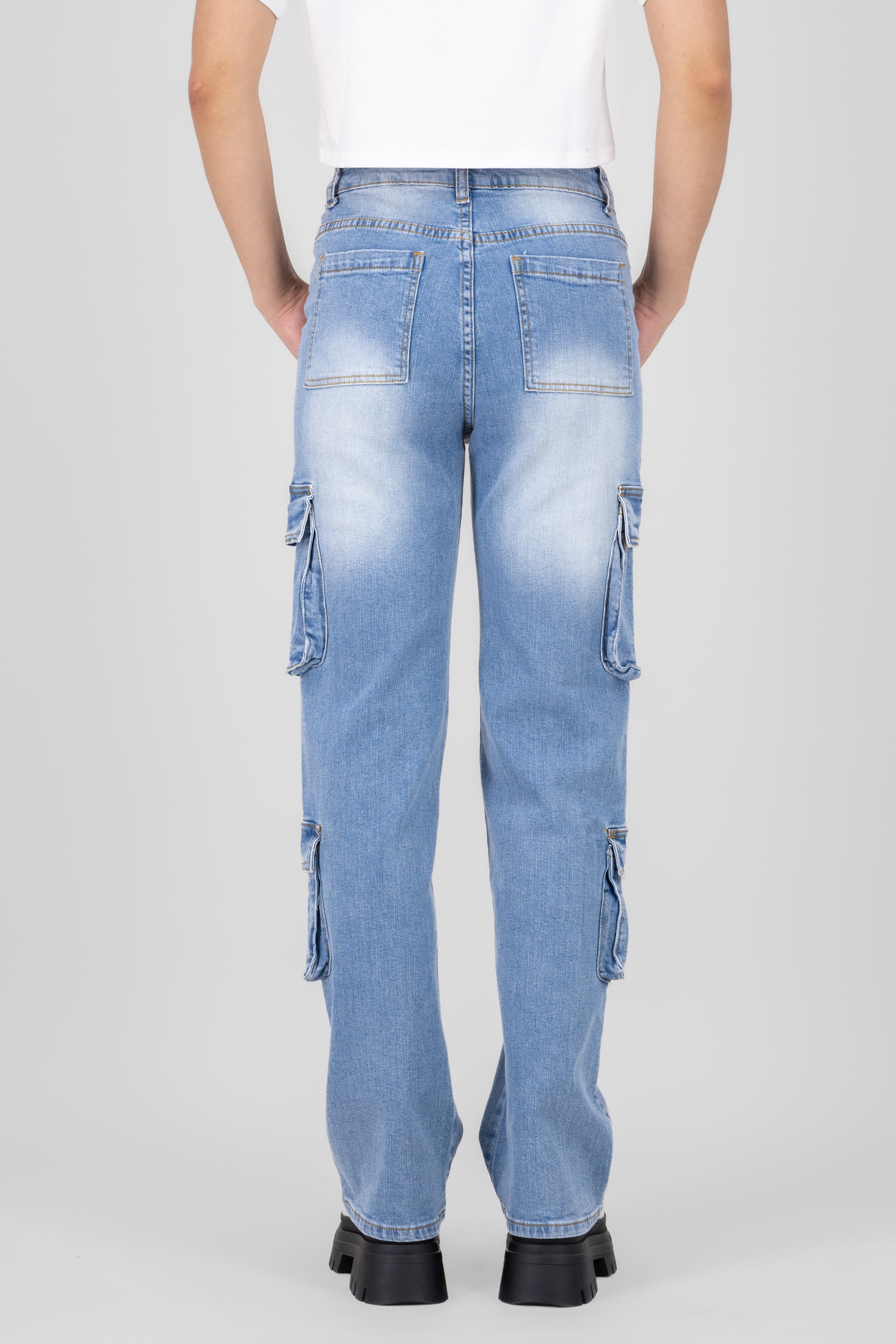 Cargo Wide Leg Jeans LIGHT WASH