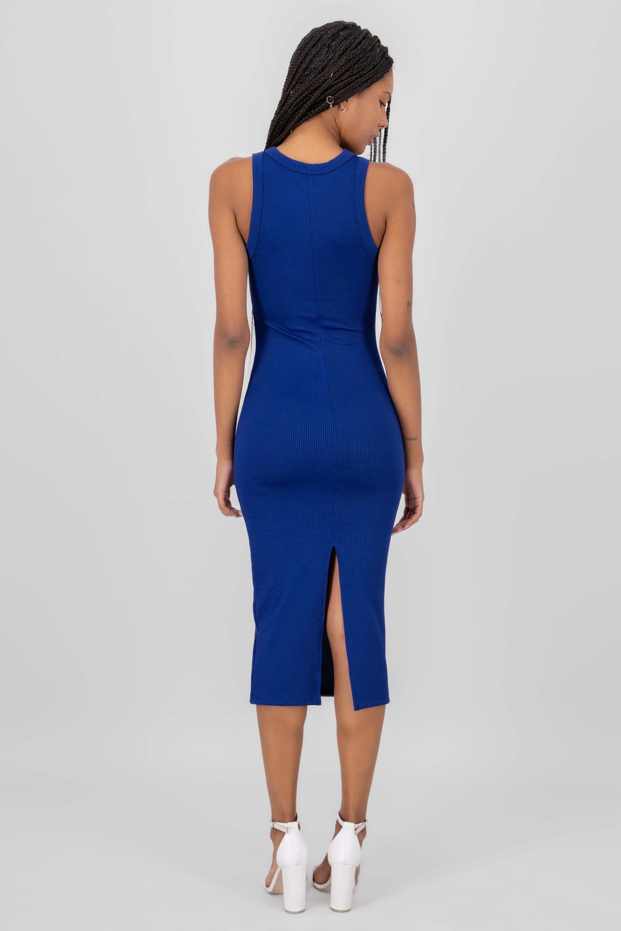 Sleeveless Round Neck Basic Bodycon Maxi Dress ROYAL BLUE