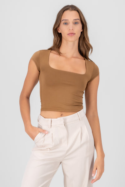 Seamless Square Neck Crop Top WHITE