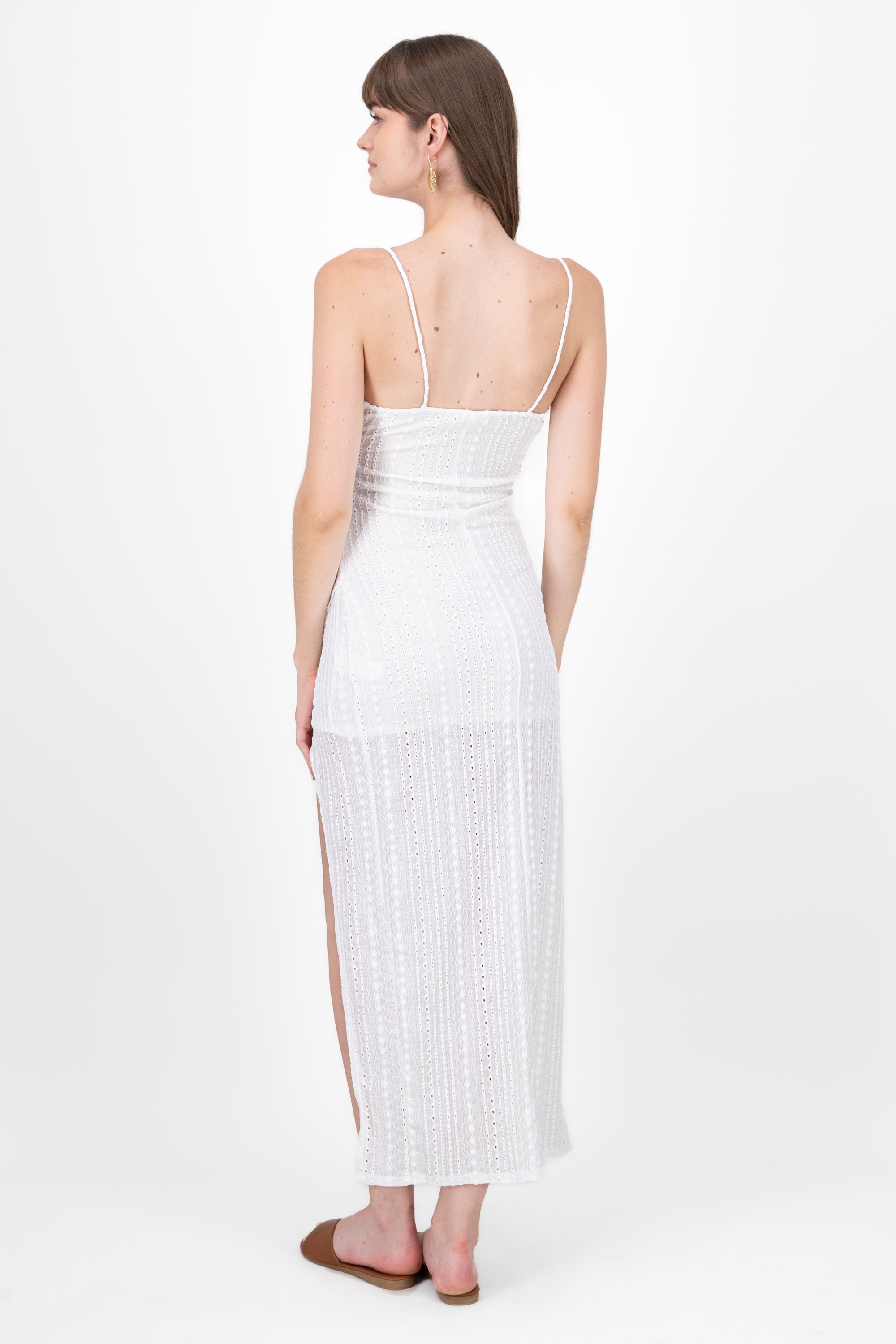 Textured SideSplit Maxi Wrap Dress WHITE