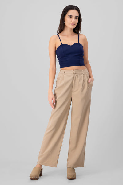 Pleated Wide Leg Pants BEIGE