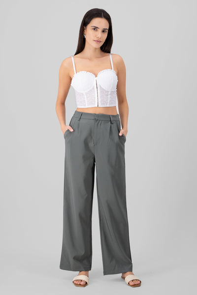 Pleated Wide Leg Pants BEIGE