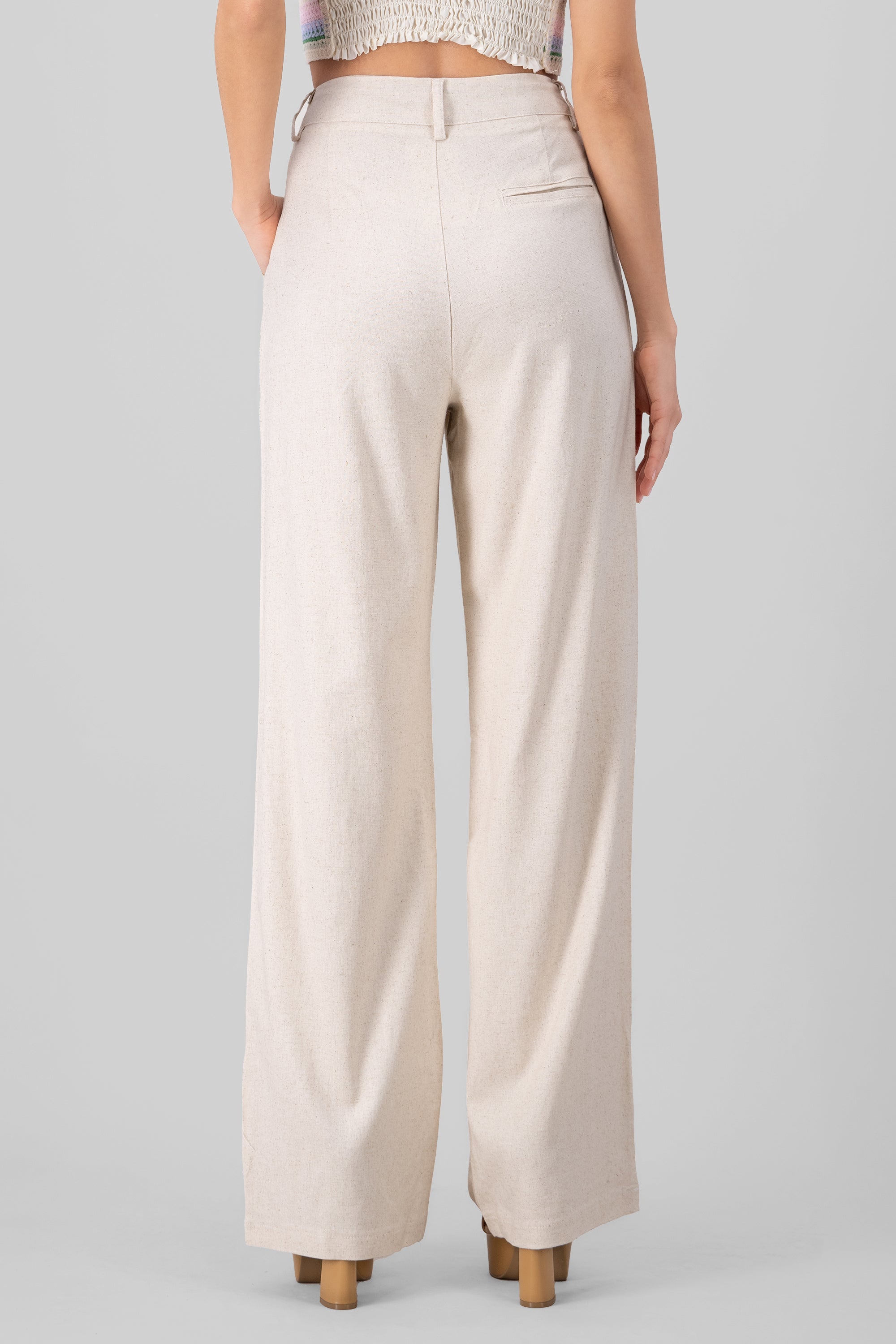 High Waisted Linen Pants with Pockets SAND