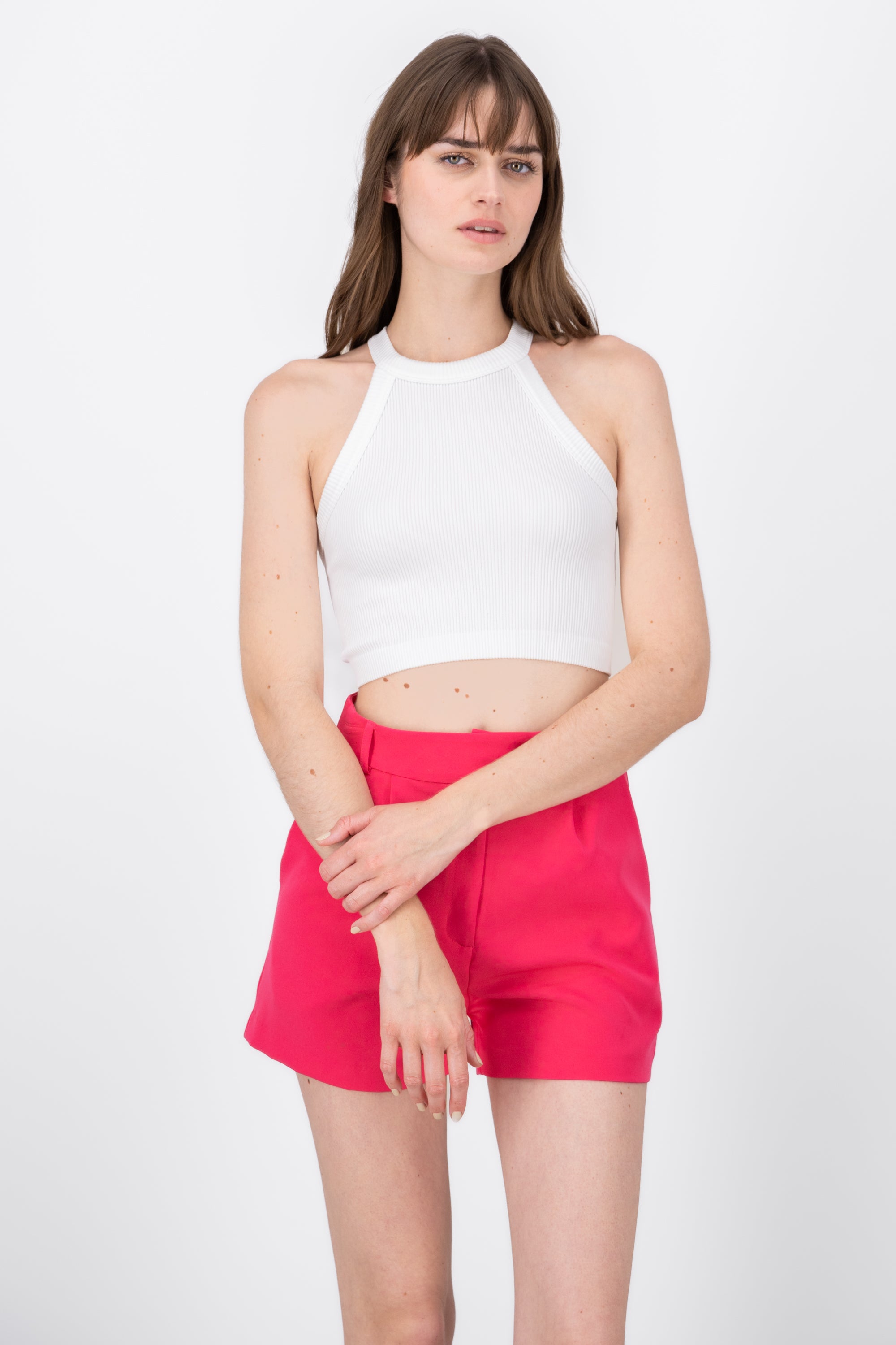 Seamless Ribbed Sleeveless Top WHITE