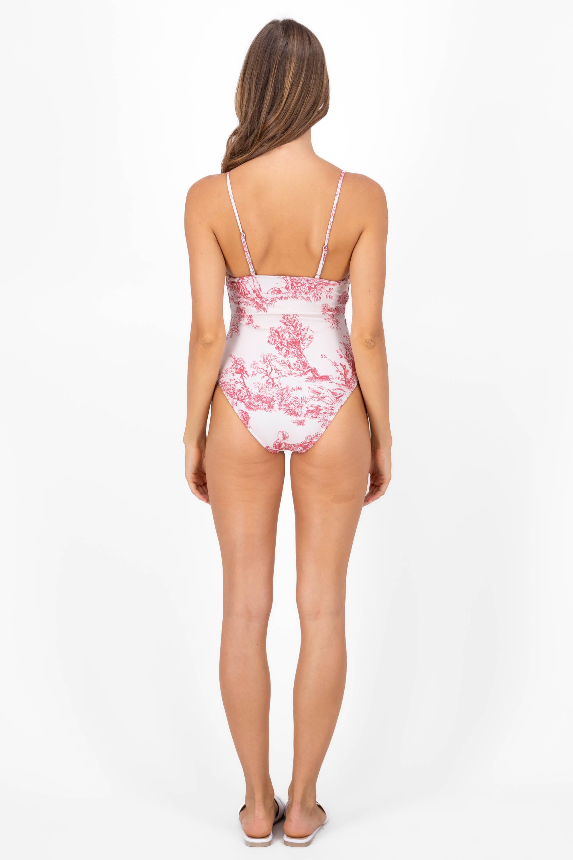 Floral Corset One Piece Swimsuit RED COMBO