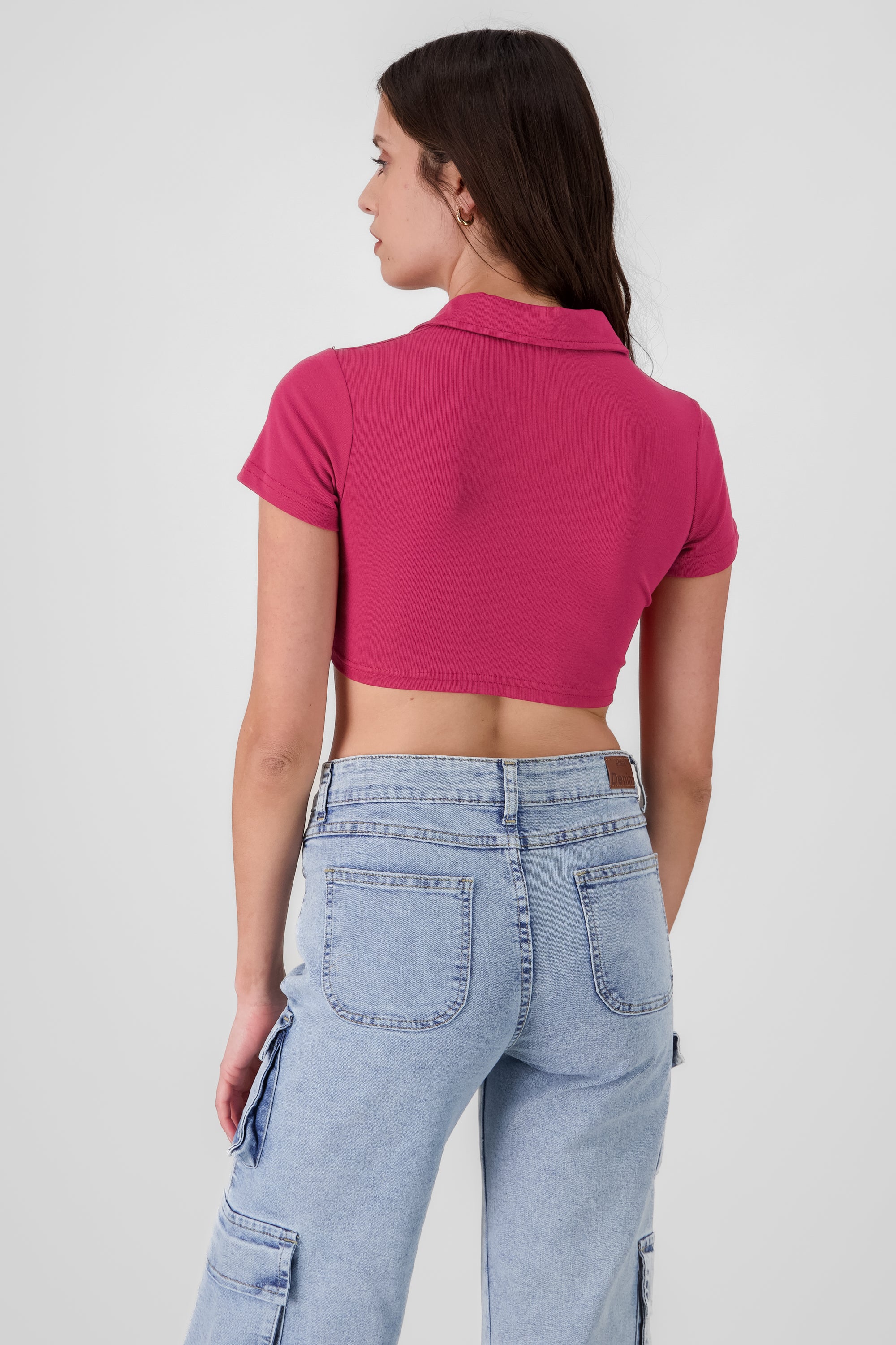 Polo Neck Crop Top CHERRY RED