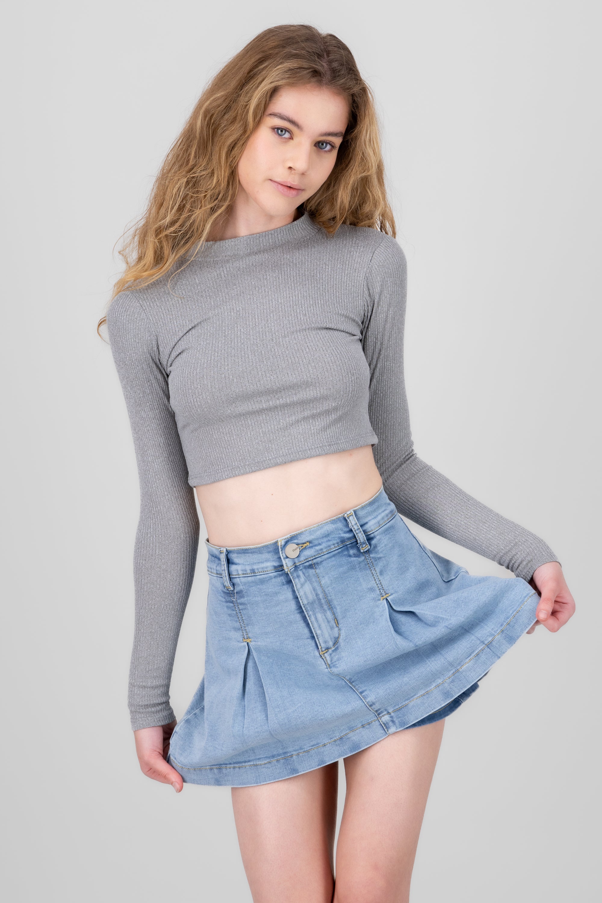 Side Buckle Skort LIGHT GRAY