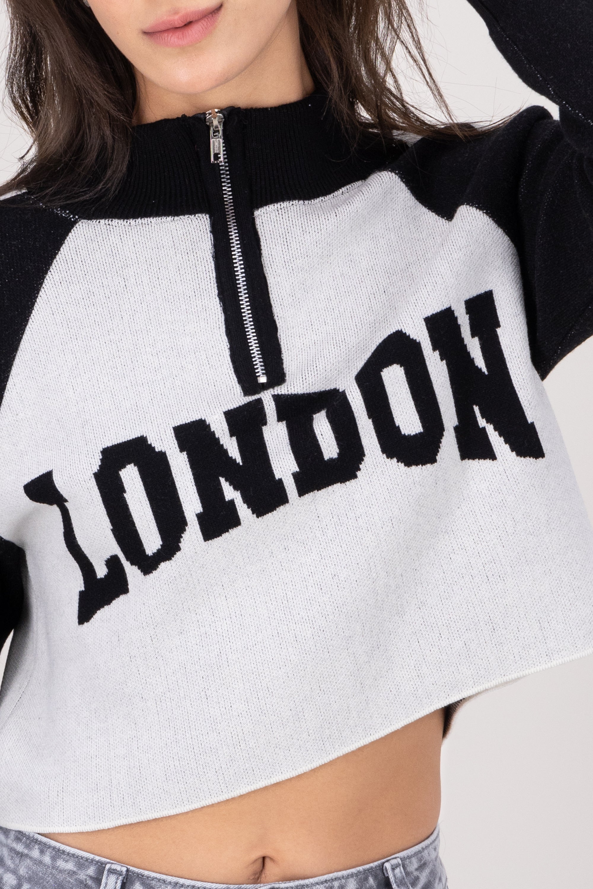 LondonPrint Long Sleeve Sweater BLACK COMBO