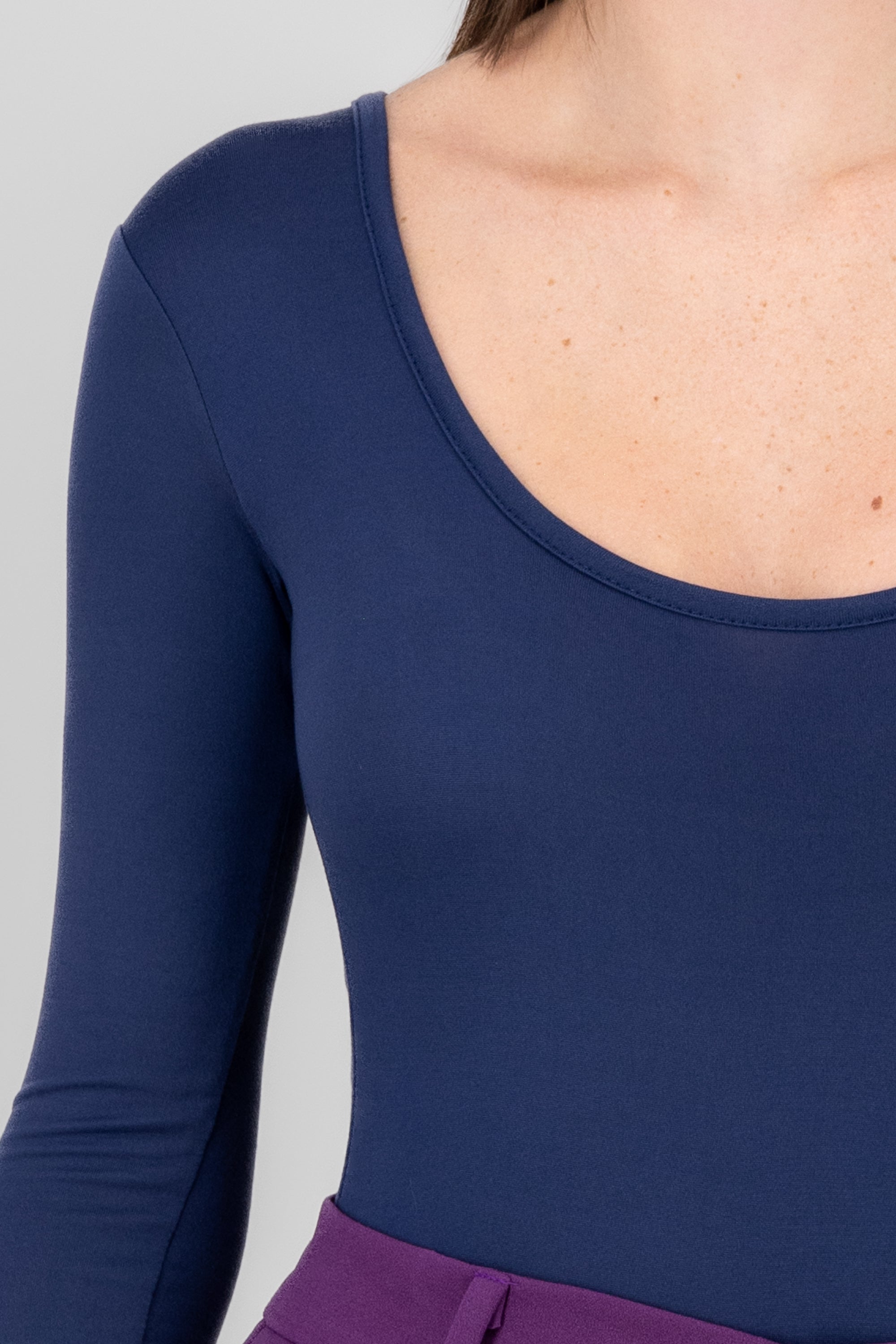 Plain RoundNeck Bodysuit NAVY