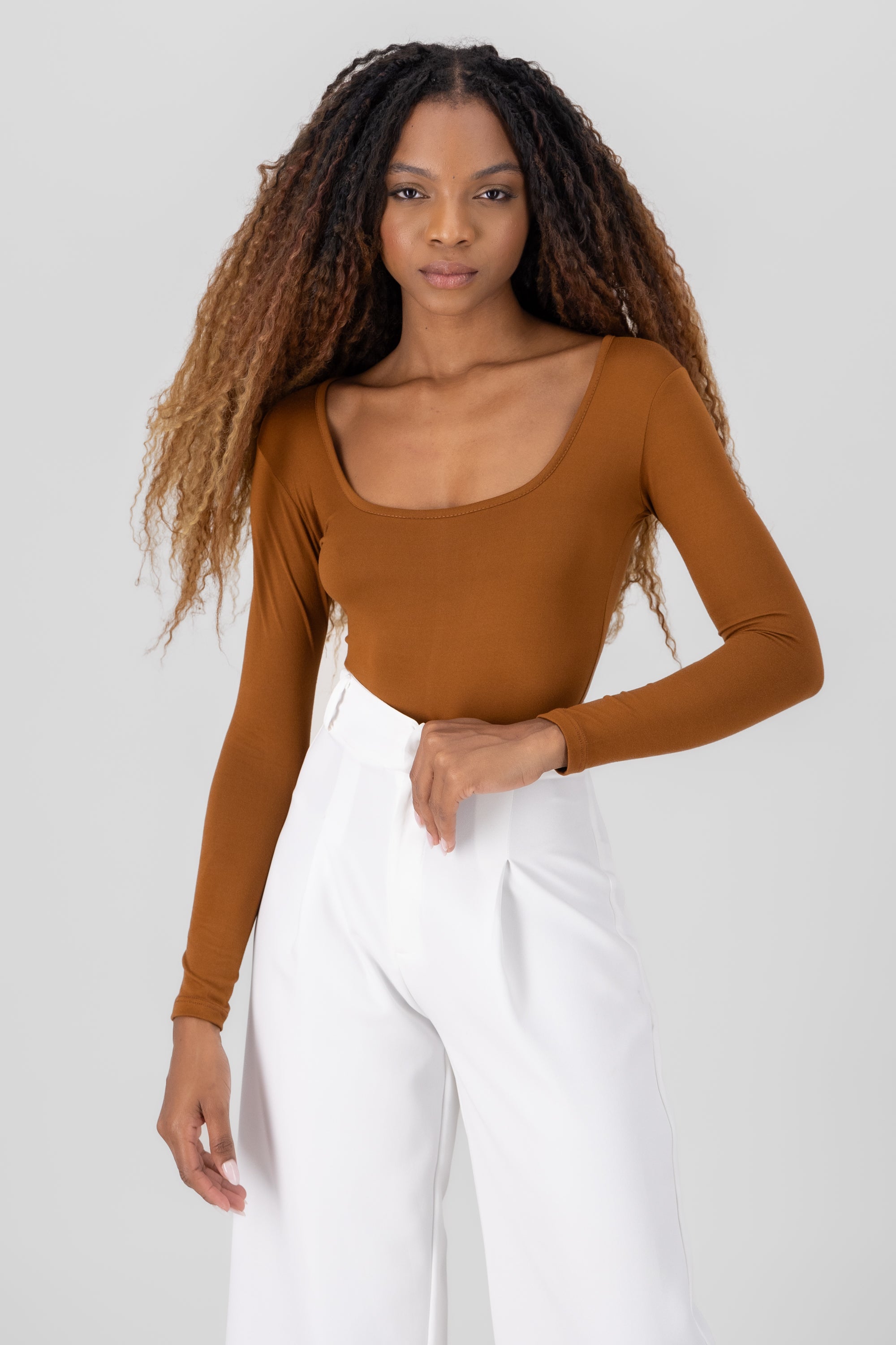 Plain RoundNeck Bodysuit COPPER