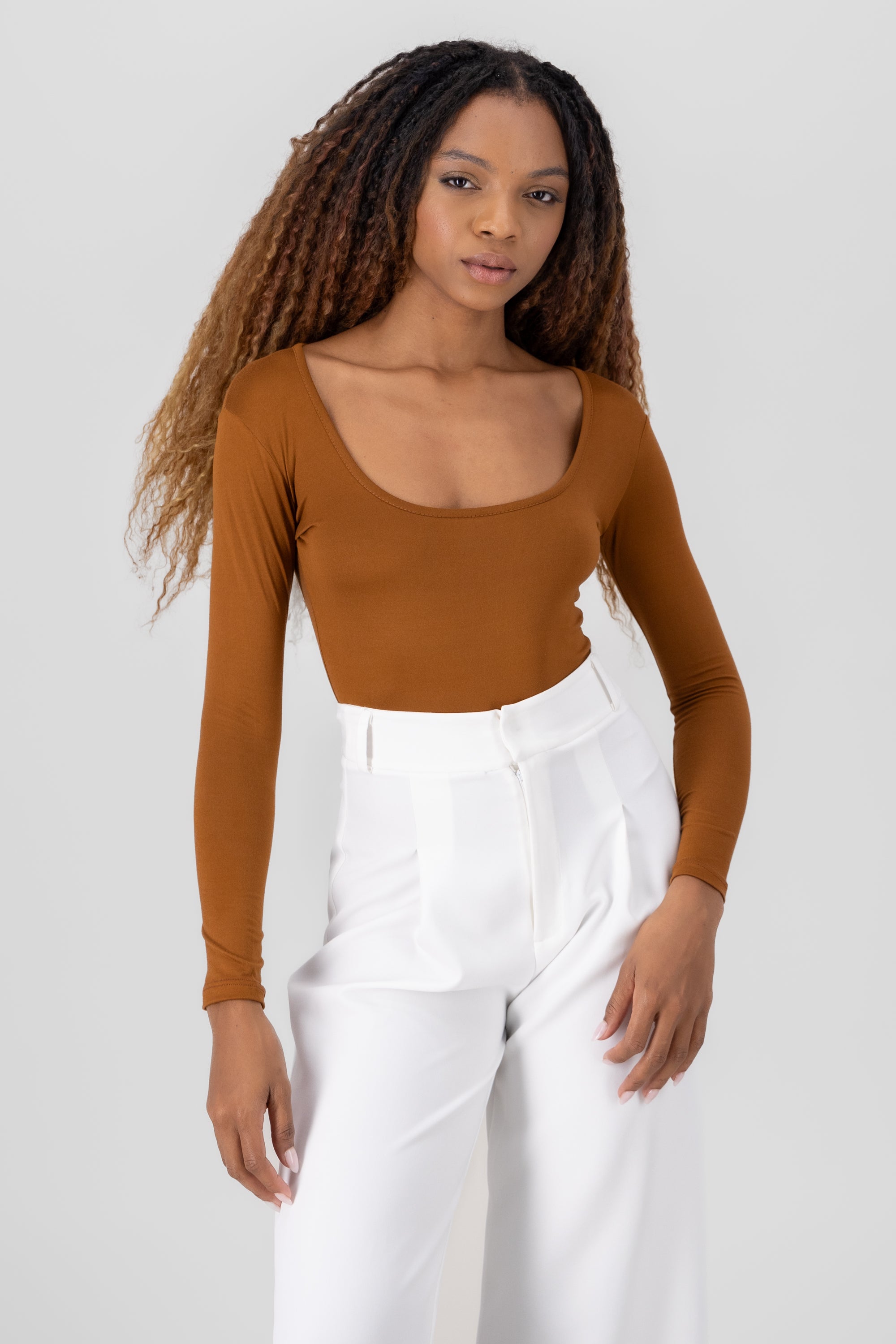 Plain RoundNeck Bodysuit COPPER