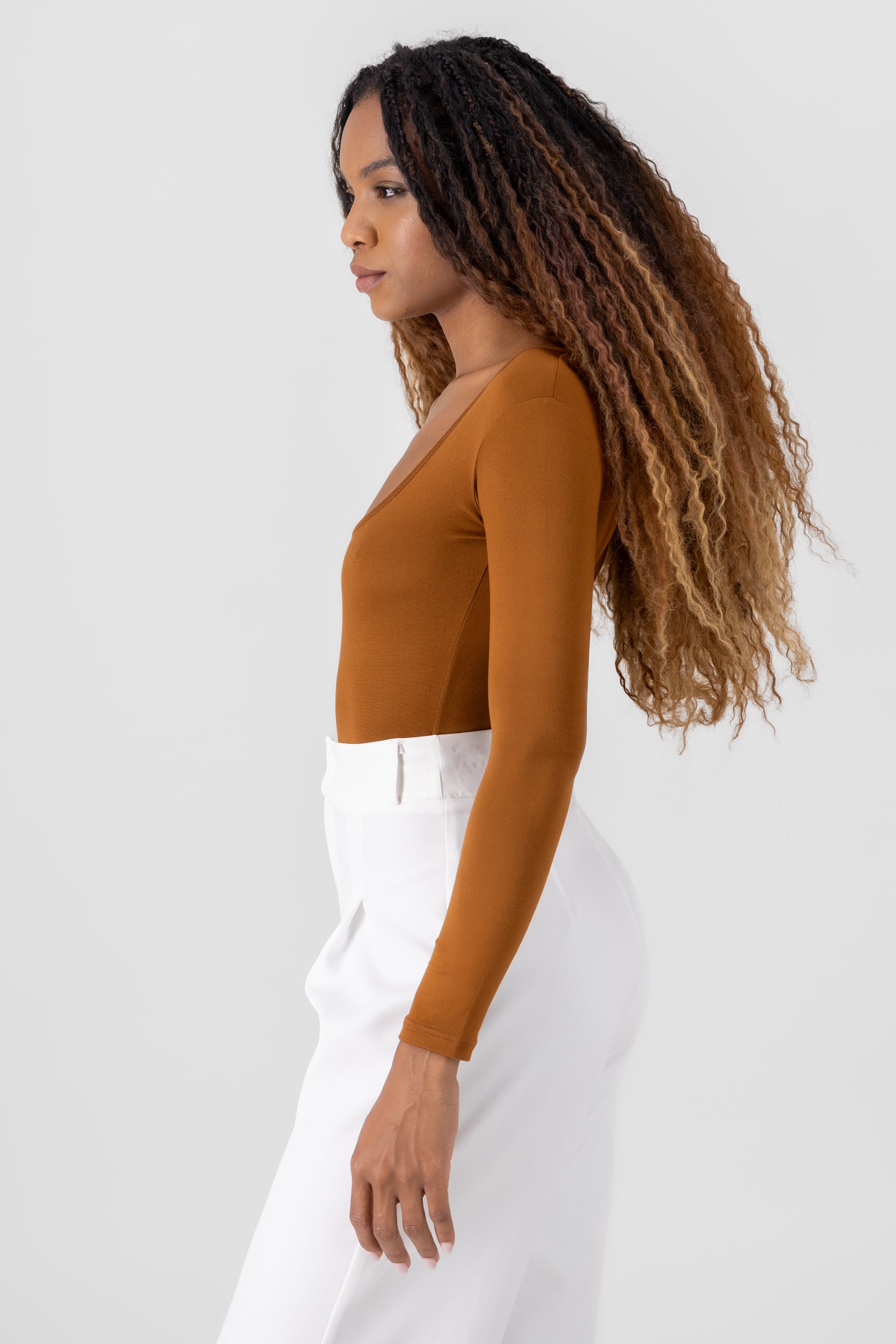 Plain RoundNeck Bodysuit COPPER