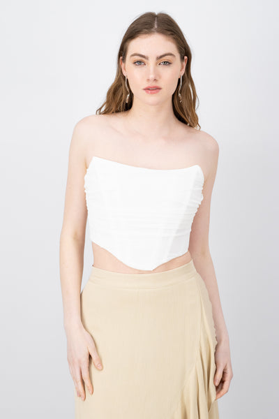 Chic Solid Corset Top WHITE