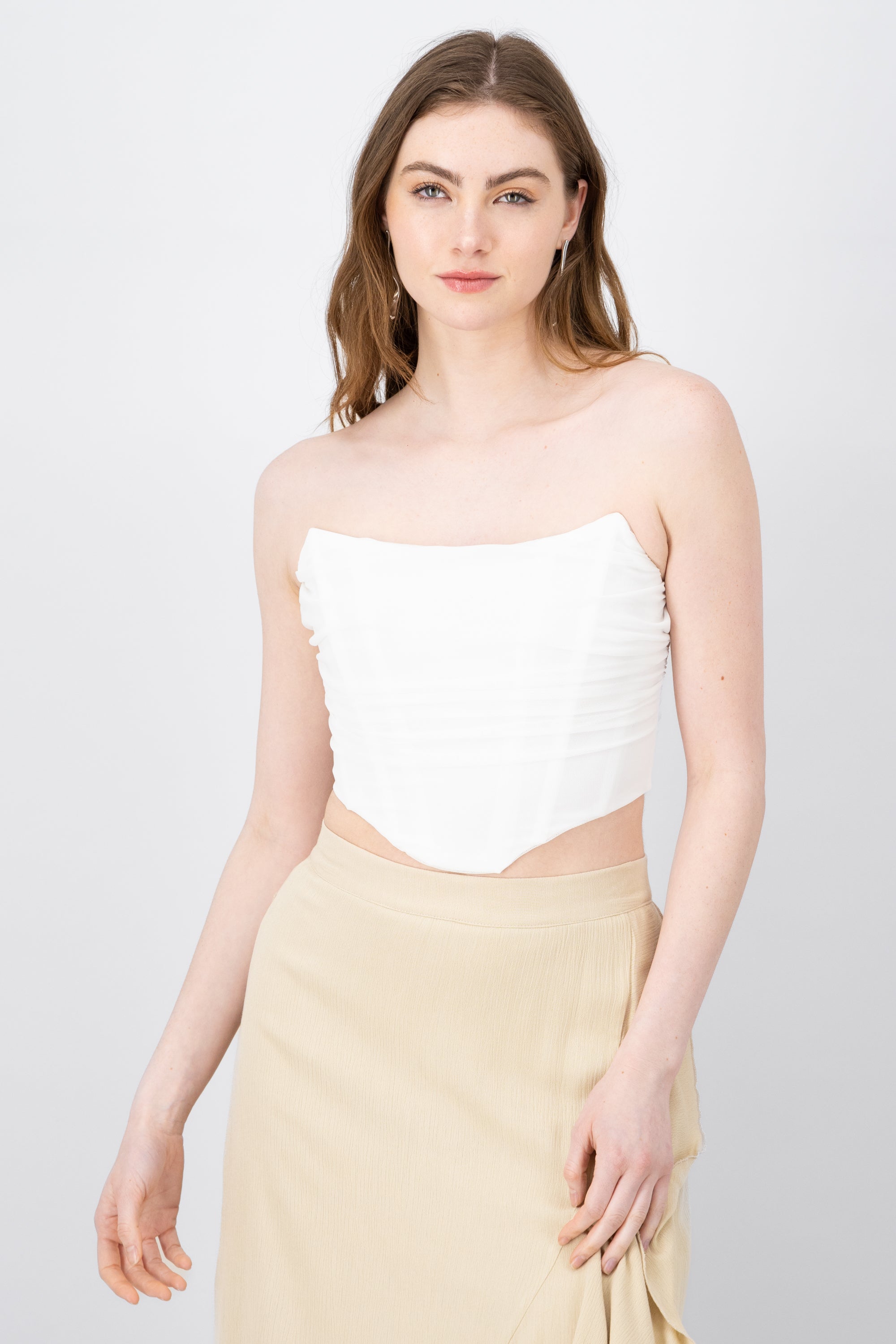 Chic Solid Corset Top WHITE