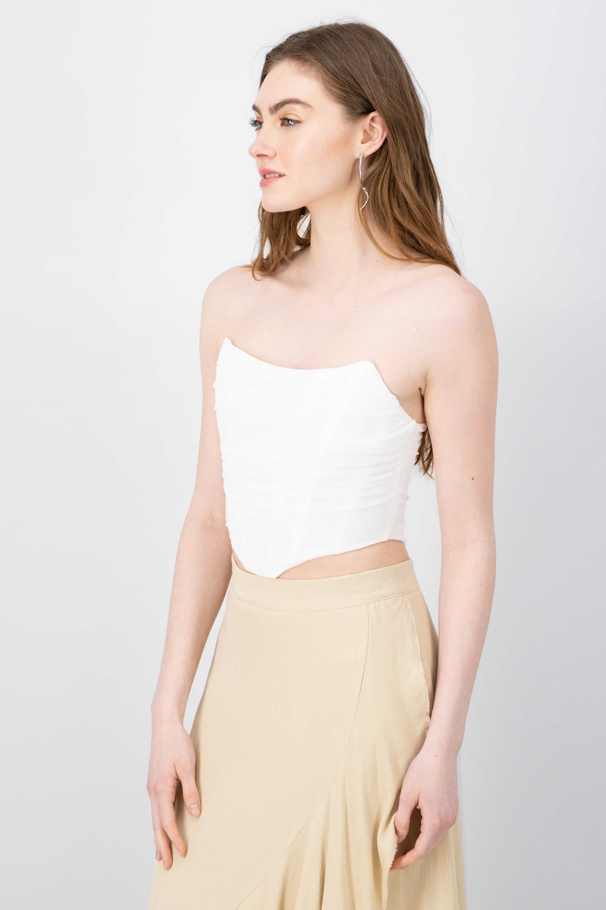 Chic Solid Corset Top WHITE