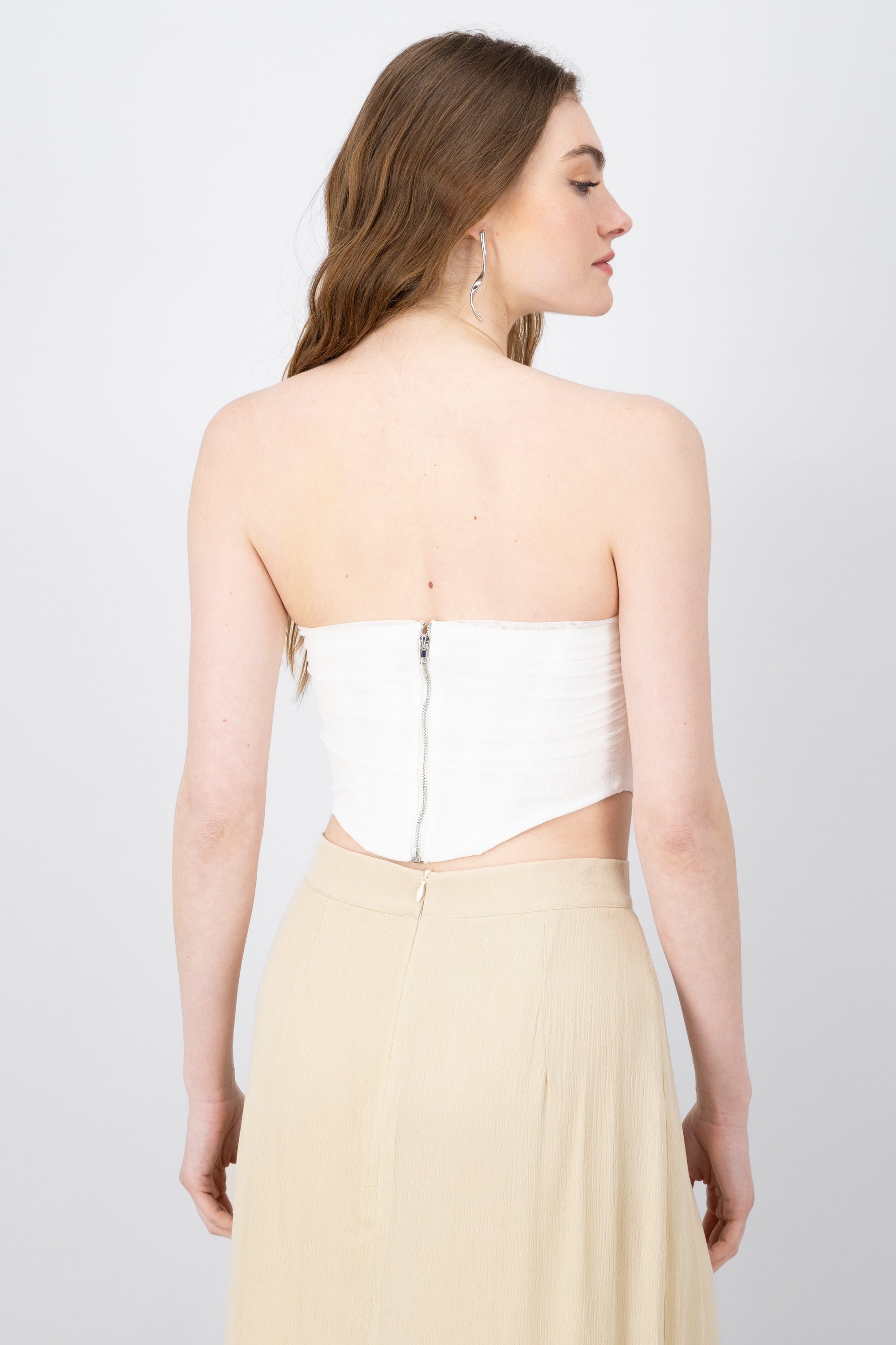 Chic Solid Corset Top WHITE