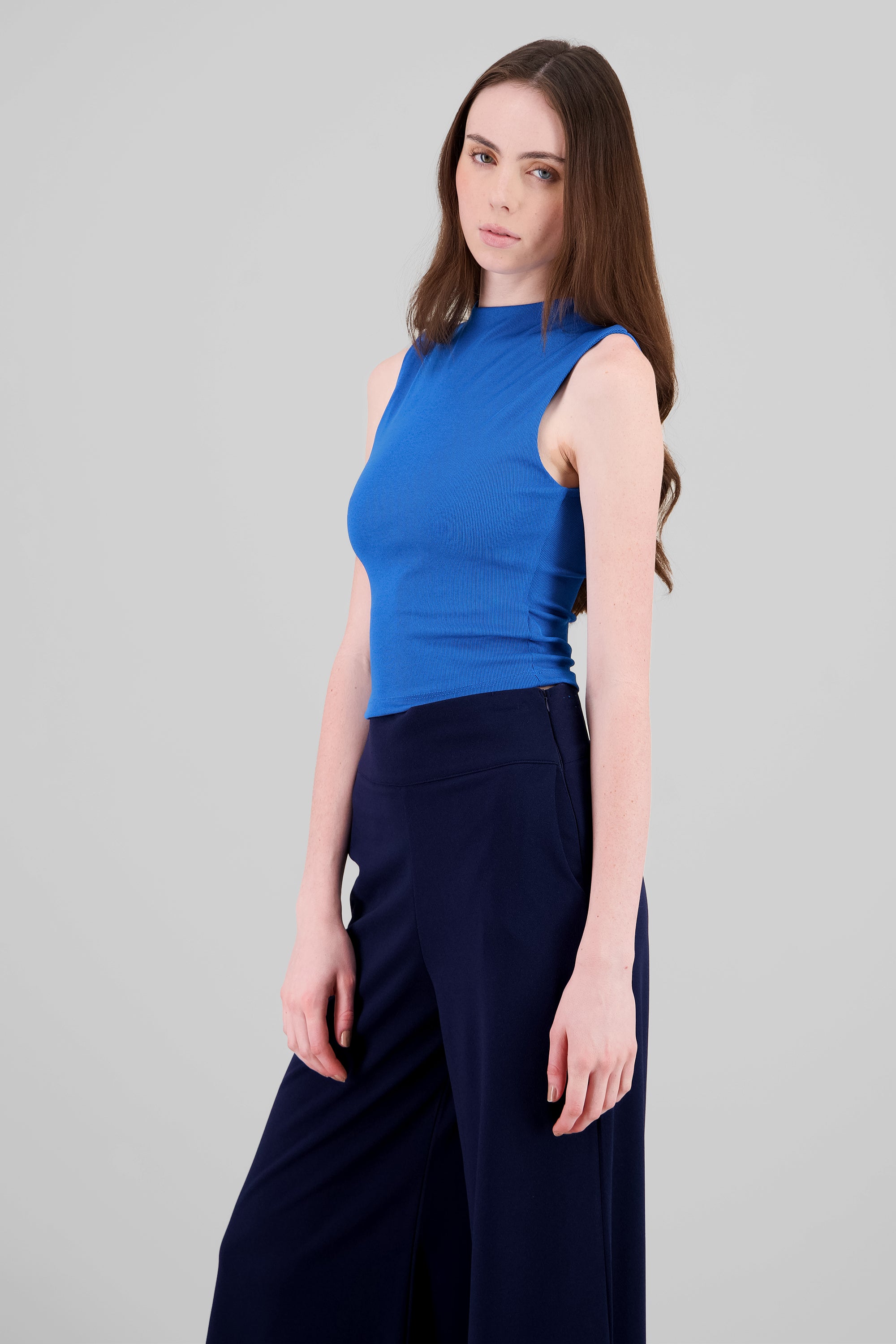 Chic Thin Ribbed Sleeveless Top ROYAL BLUE