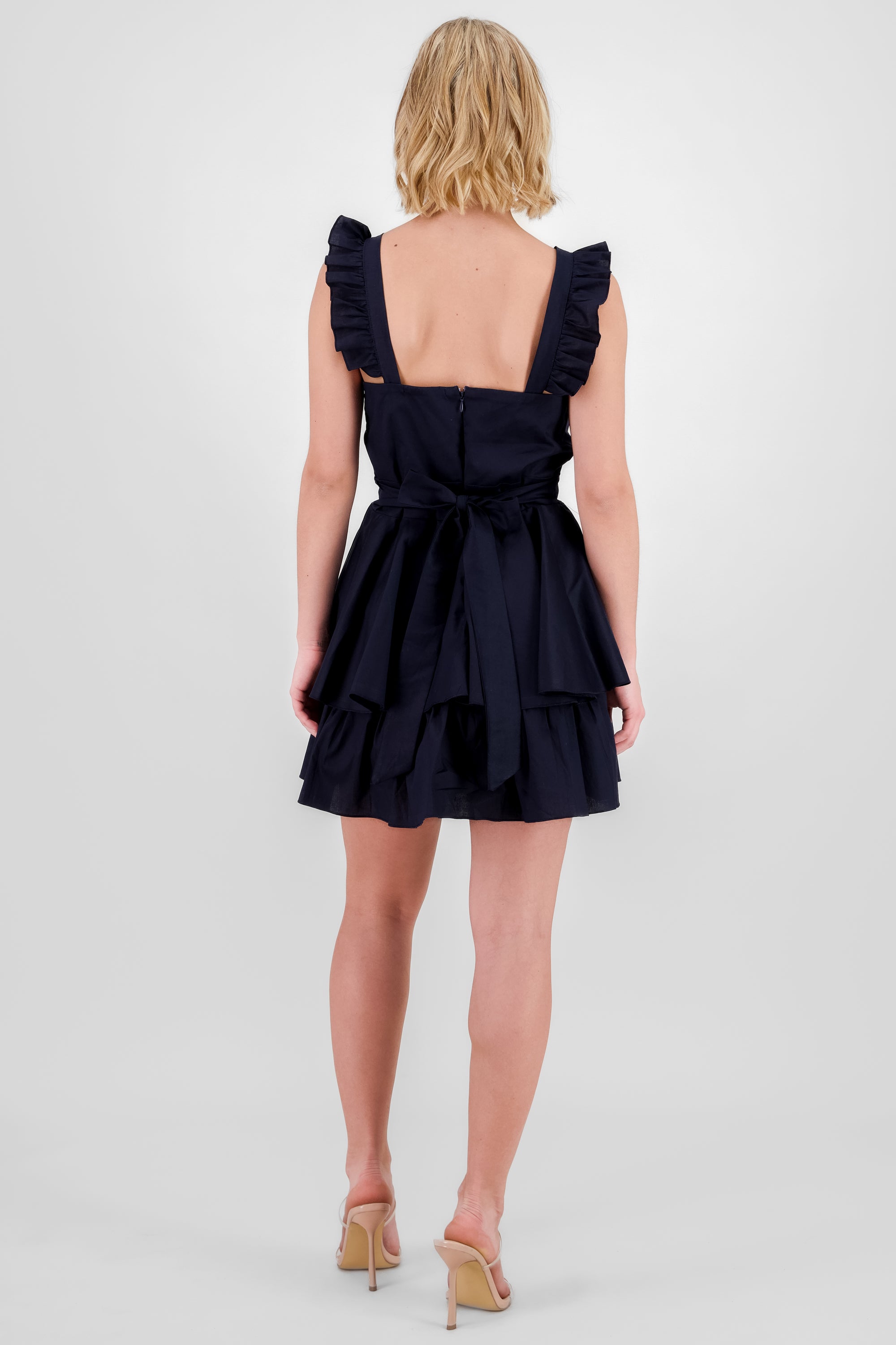 Ruffled Strap Summer Mini Day Dress NAVY