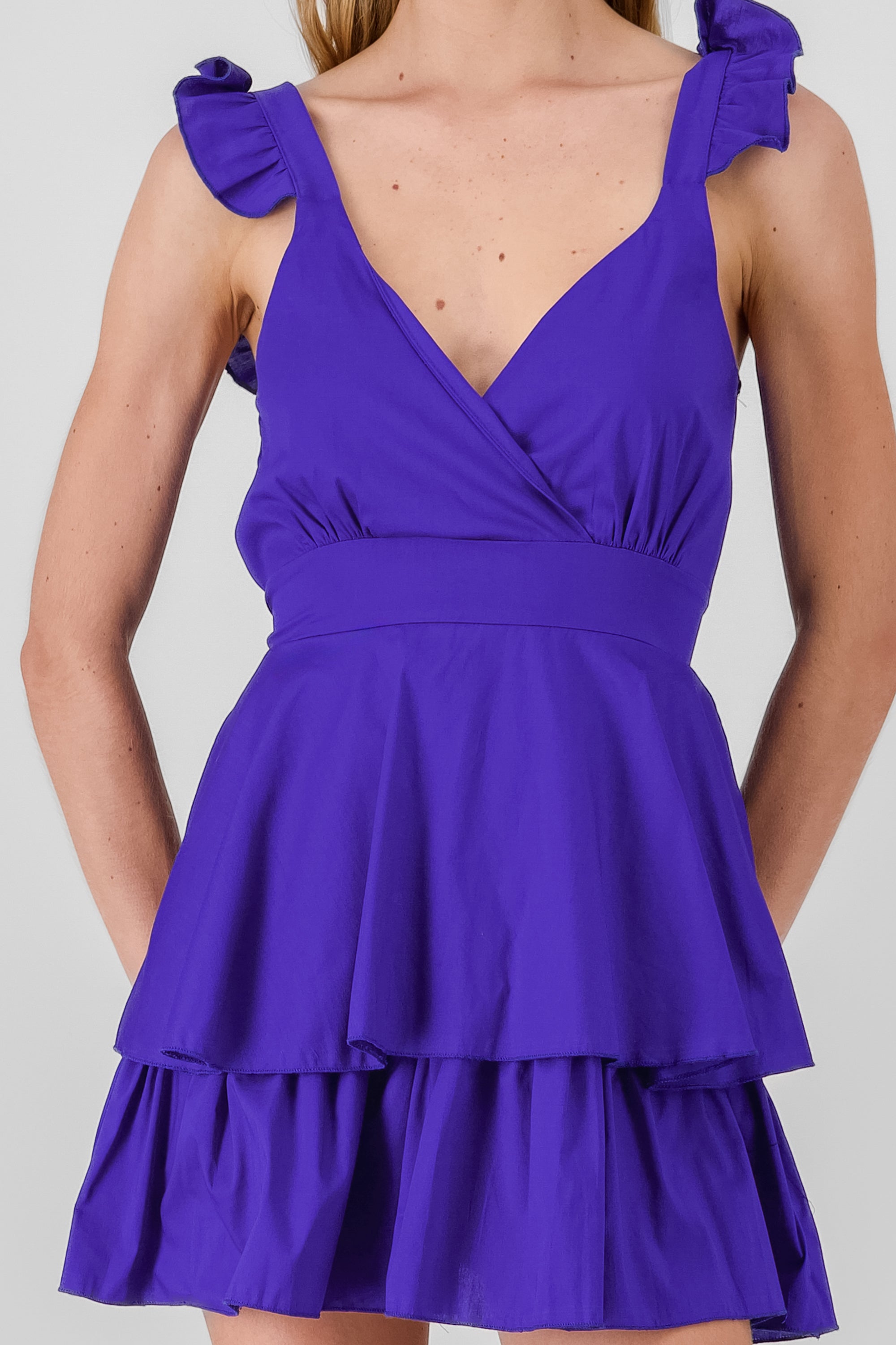 Ruffled Strap Summer Mini Day Dress ROYAL BLUE