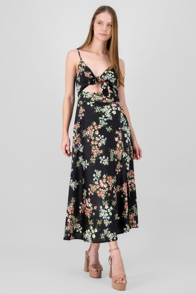 MultiFlower Print Summer Maxi Dress GREEN