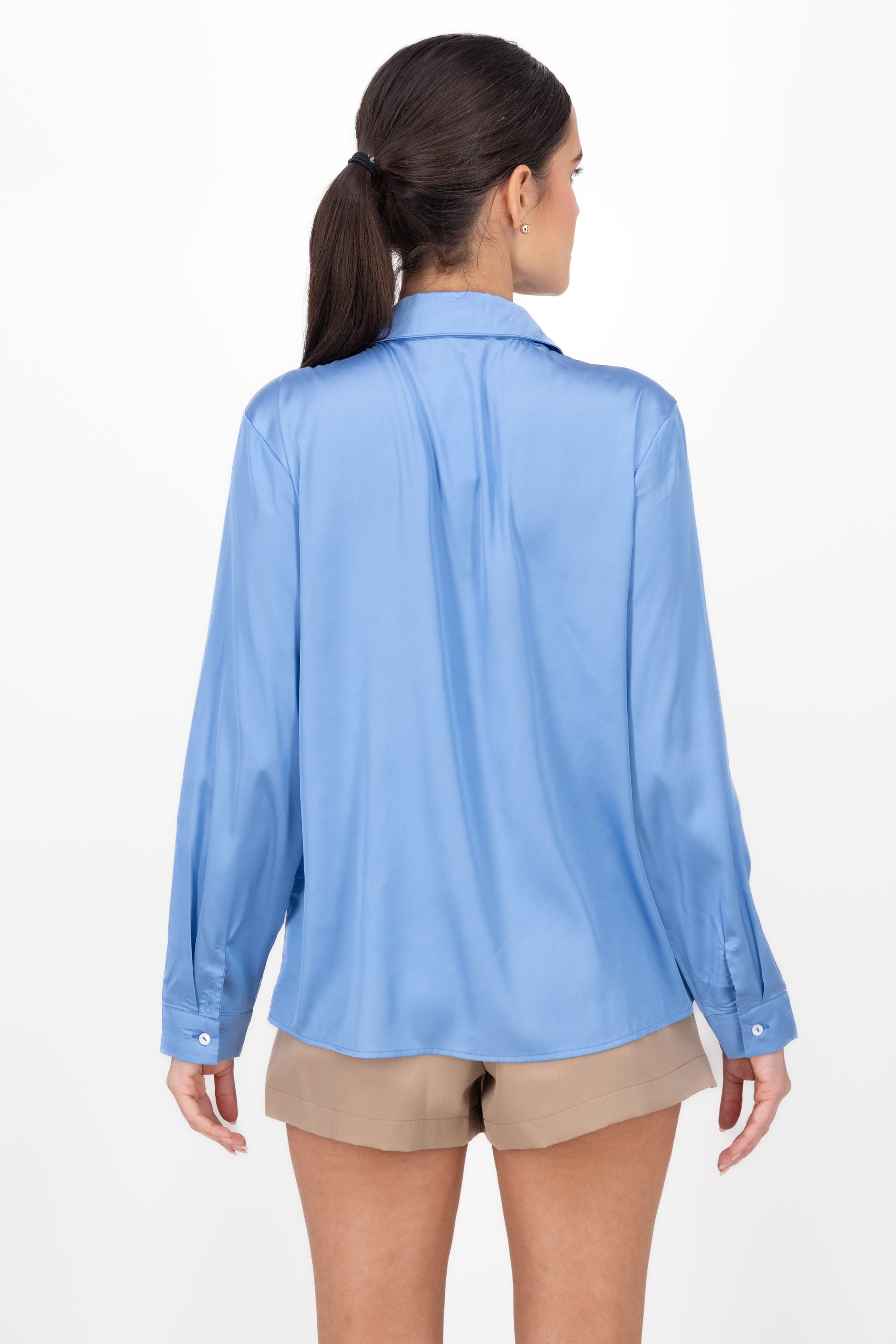 Satin Effect Button Down BLUE