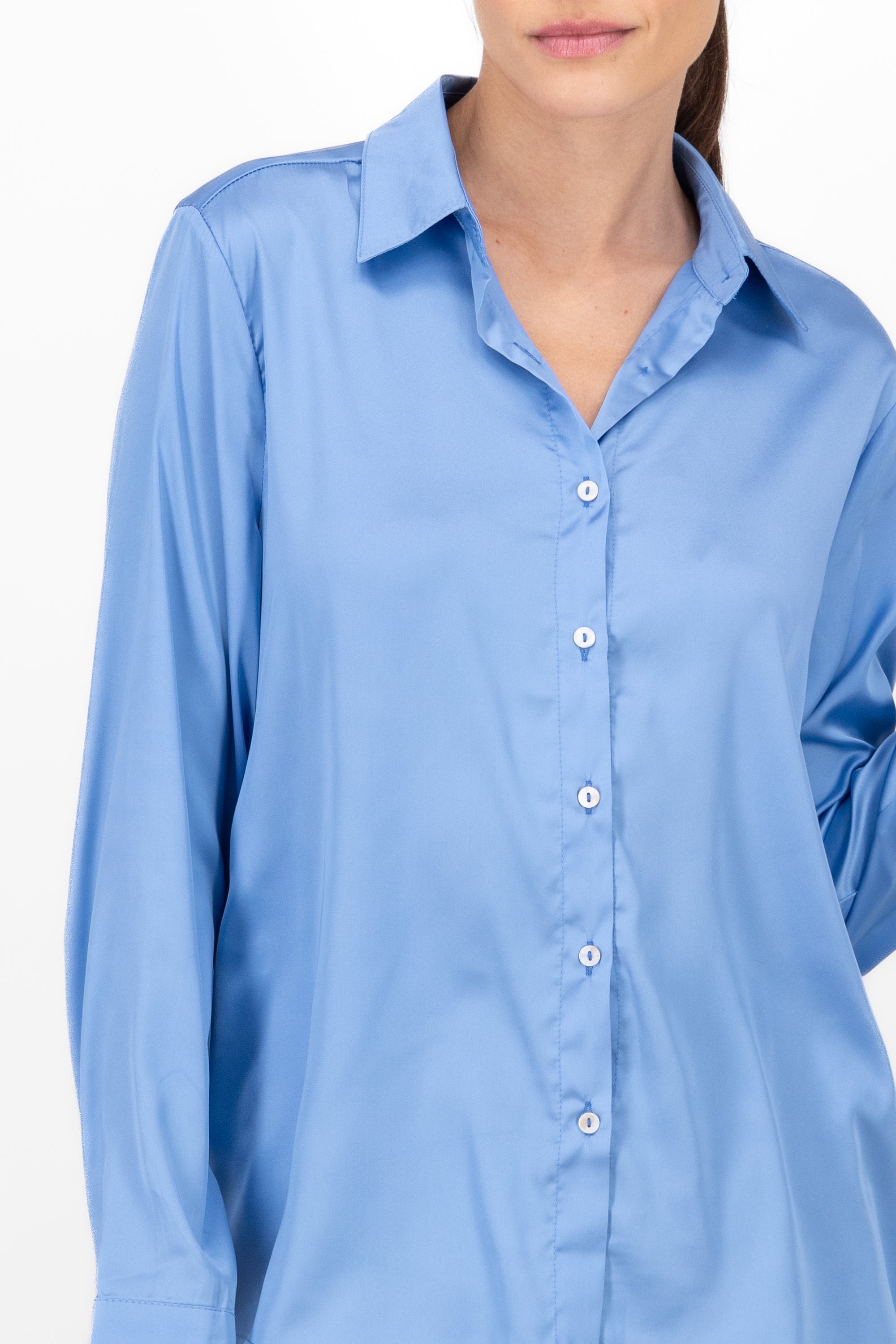 Satin Effect Button Down BLUE