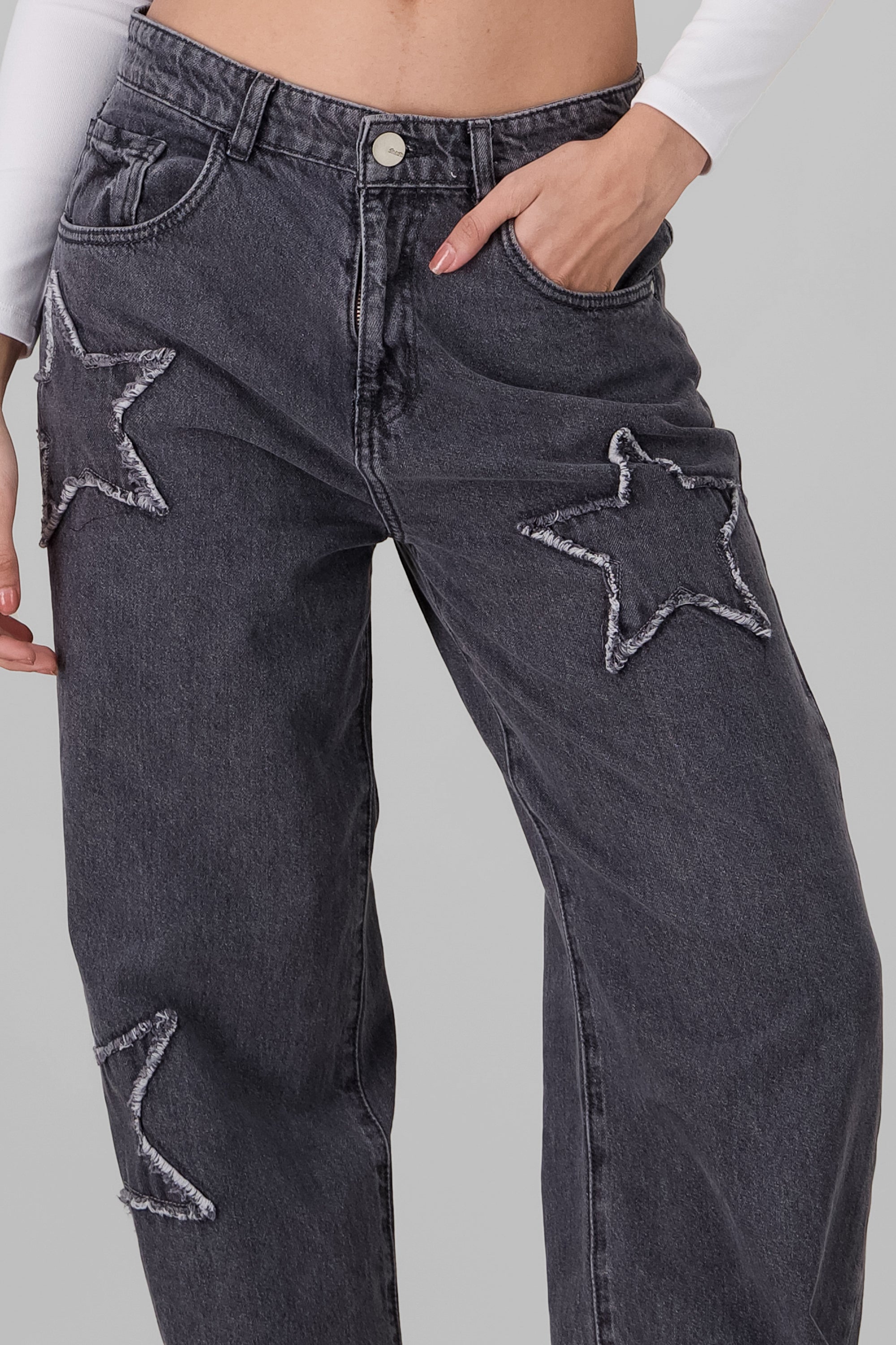 Starry MidRise Jeans GRAY