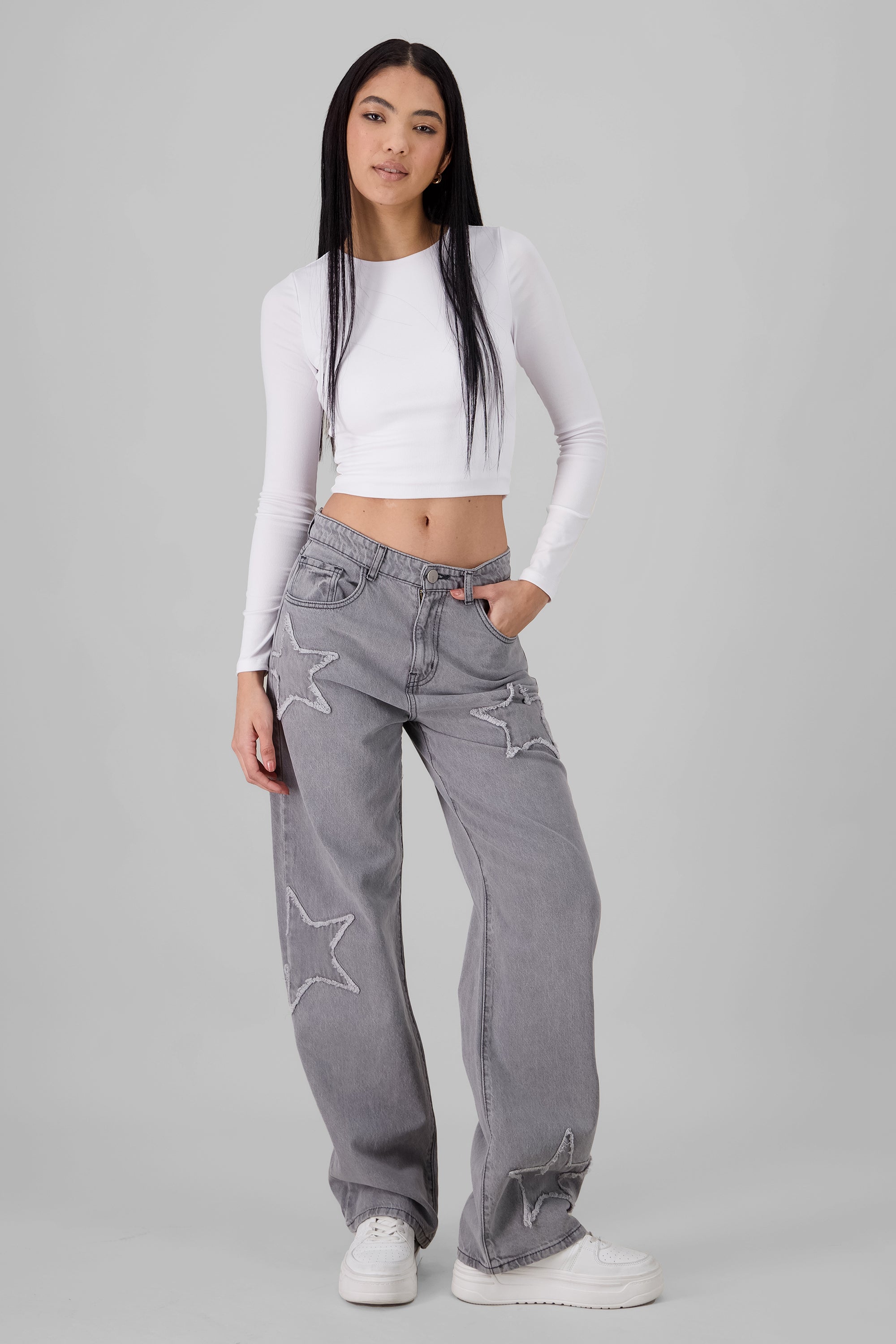 Starry MidRise Jeans LIGHT GRAY