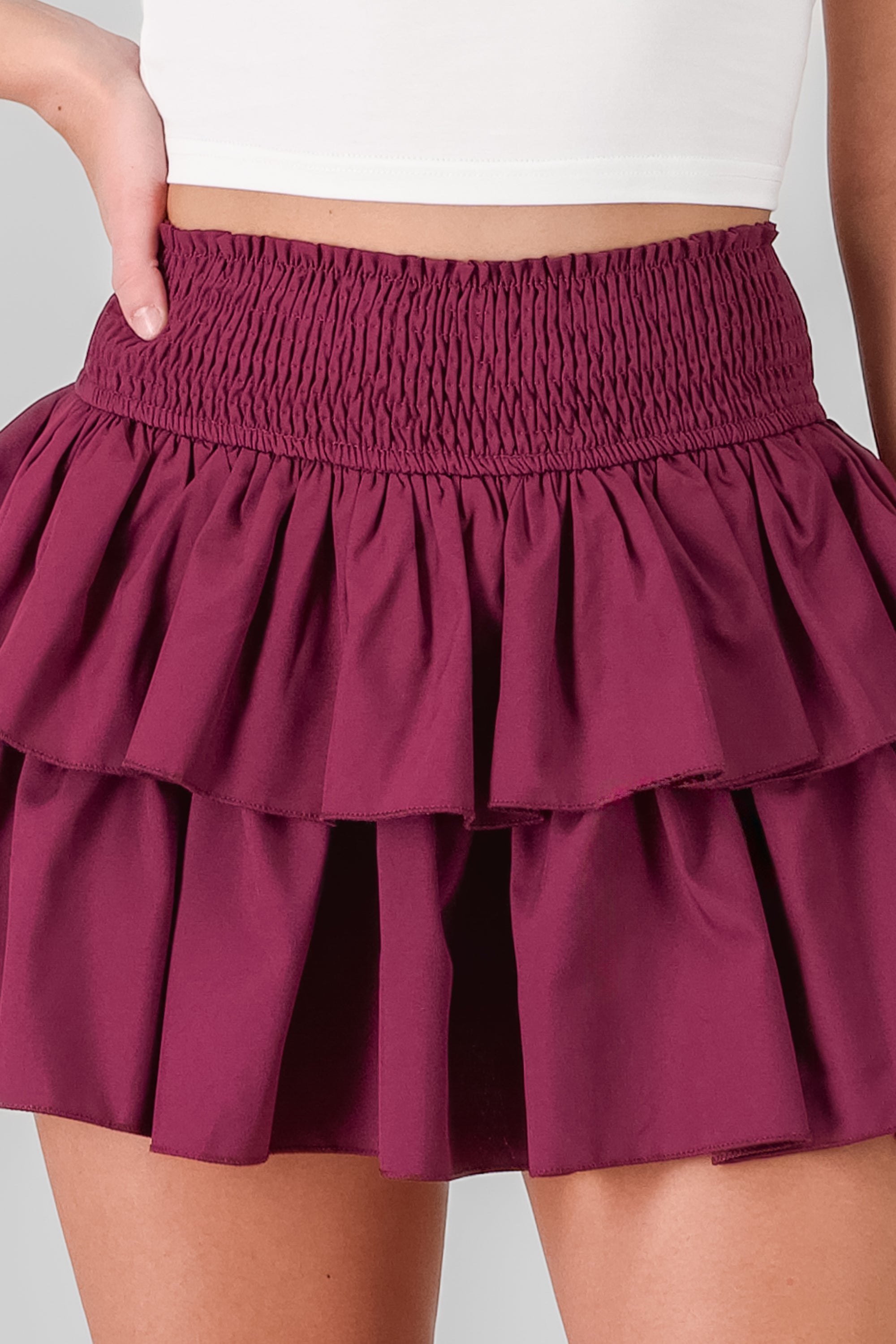 Faux Fur Hem Tube Top PLUM